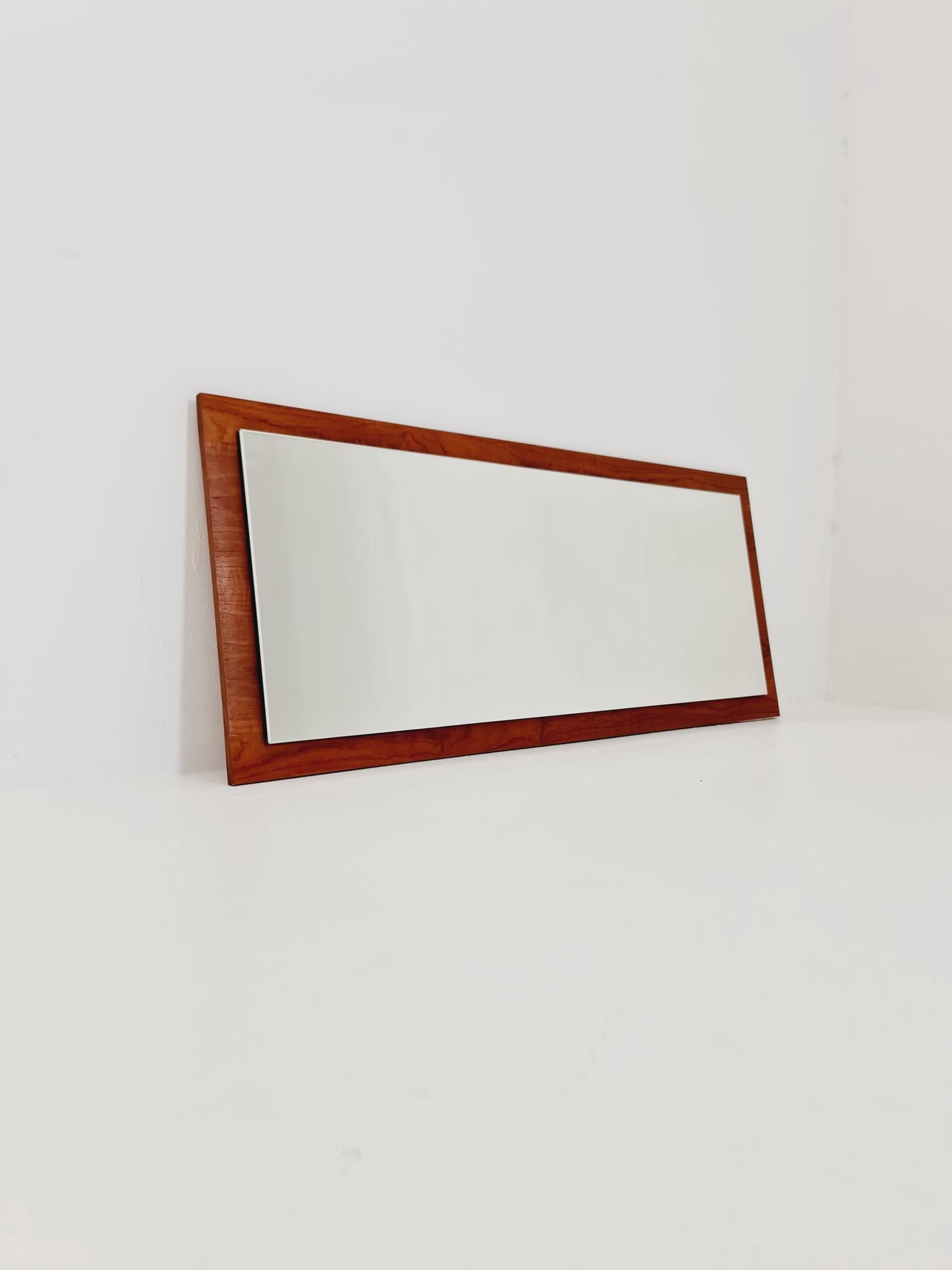 Big Teak Swedish mid-century Modern wall-mounted mirror , 1960s