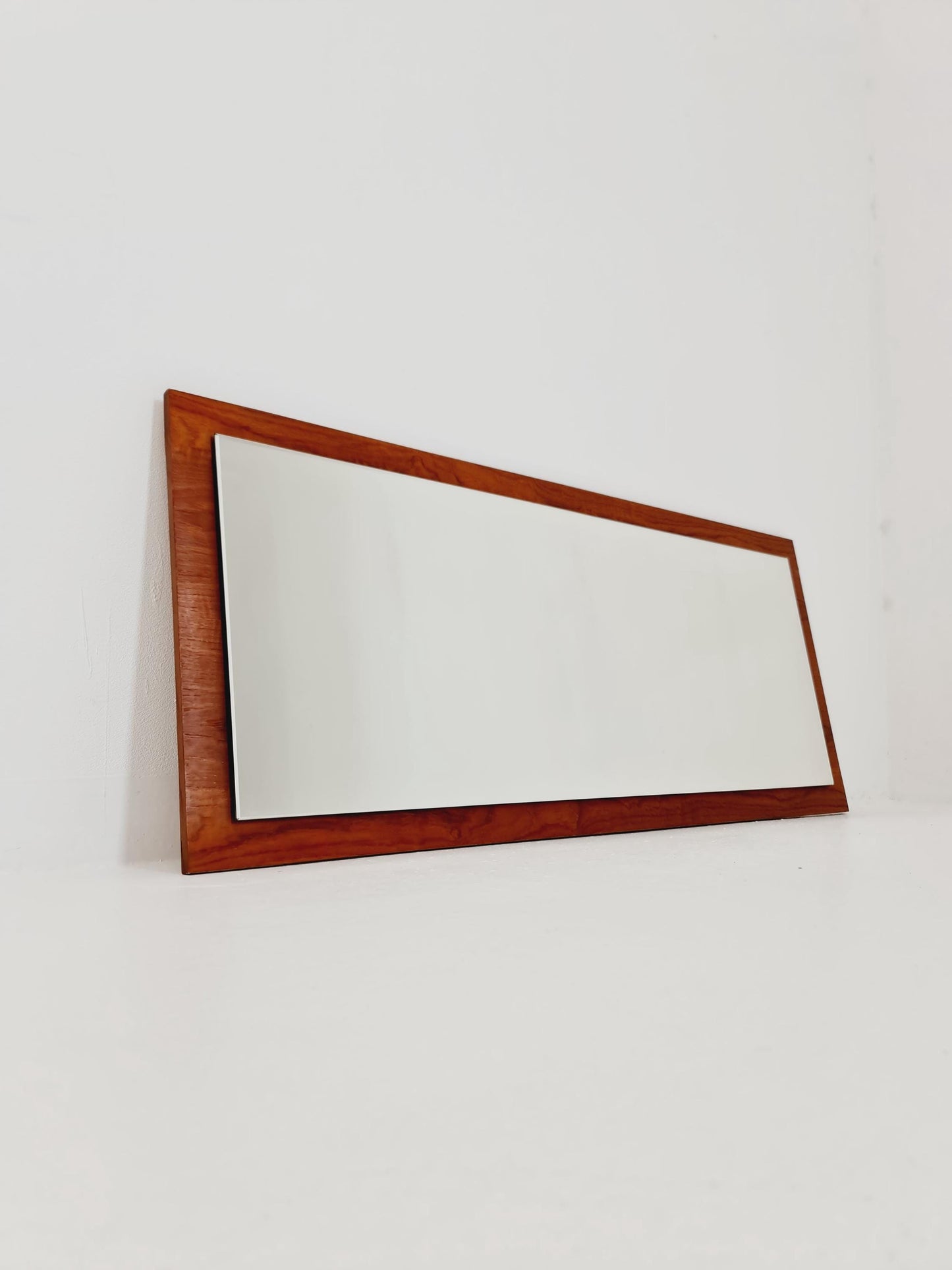 Big Teak Swedish mid-century Modern wall-mounted mirror , 1960s
