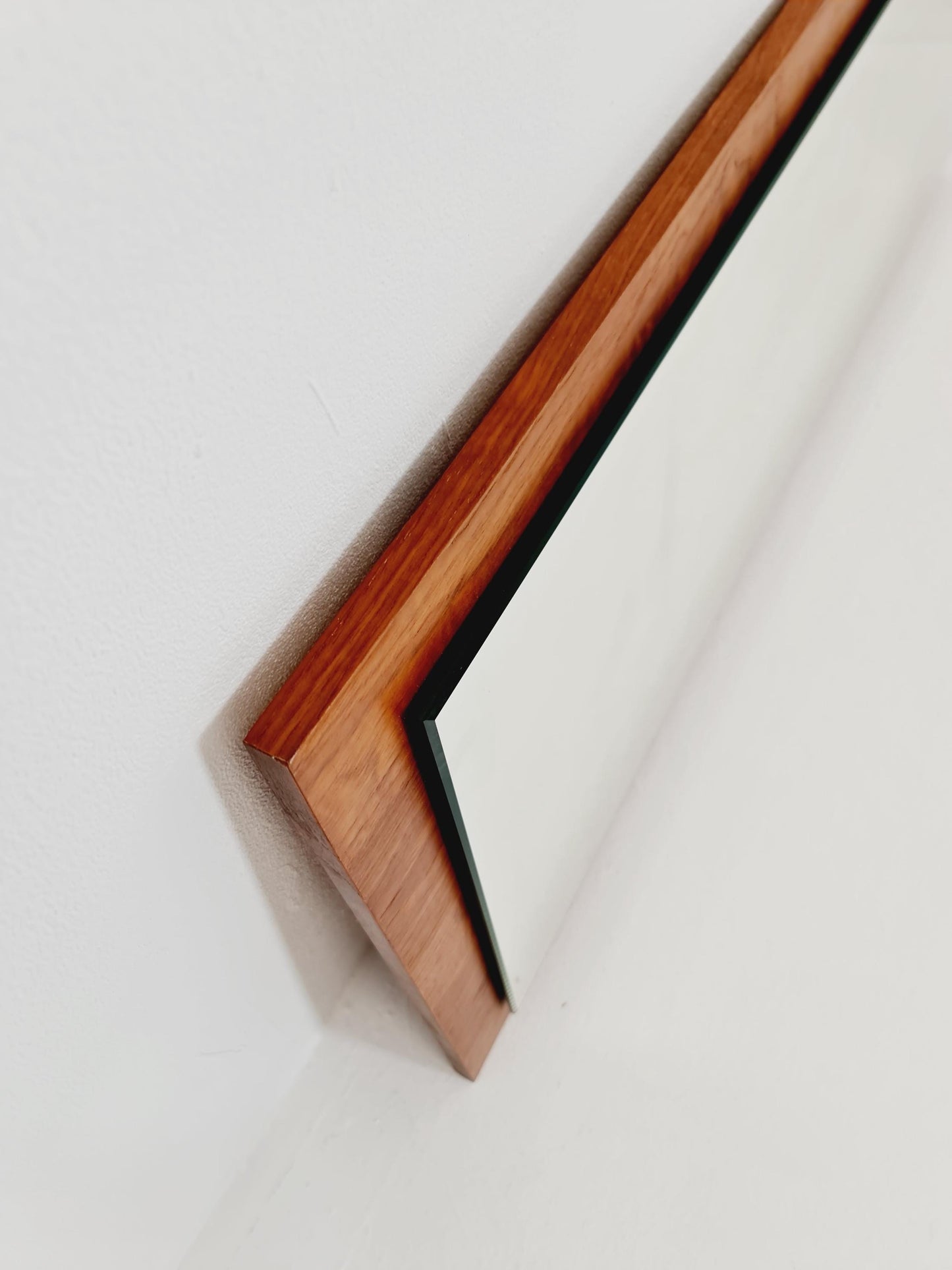 Big Teak Swedish mid-century Modern wall-mounted mirror , 1960s