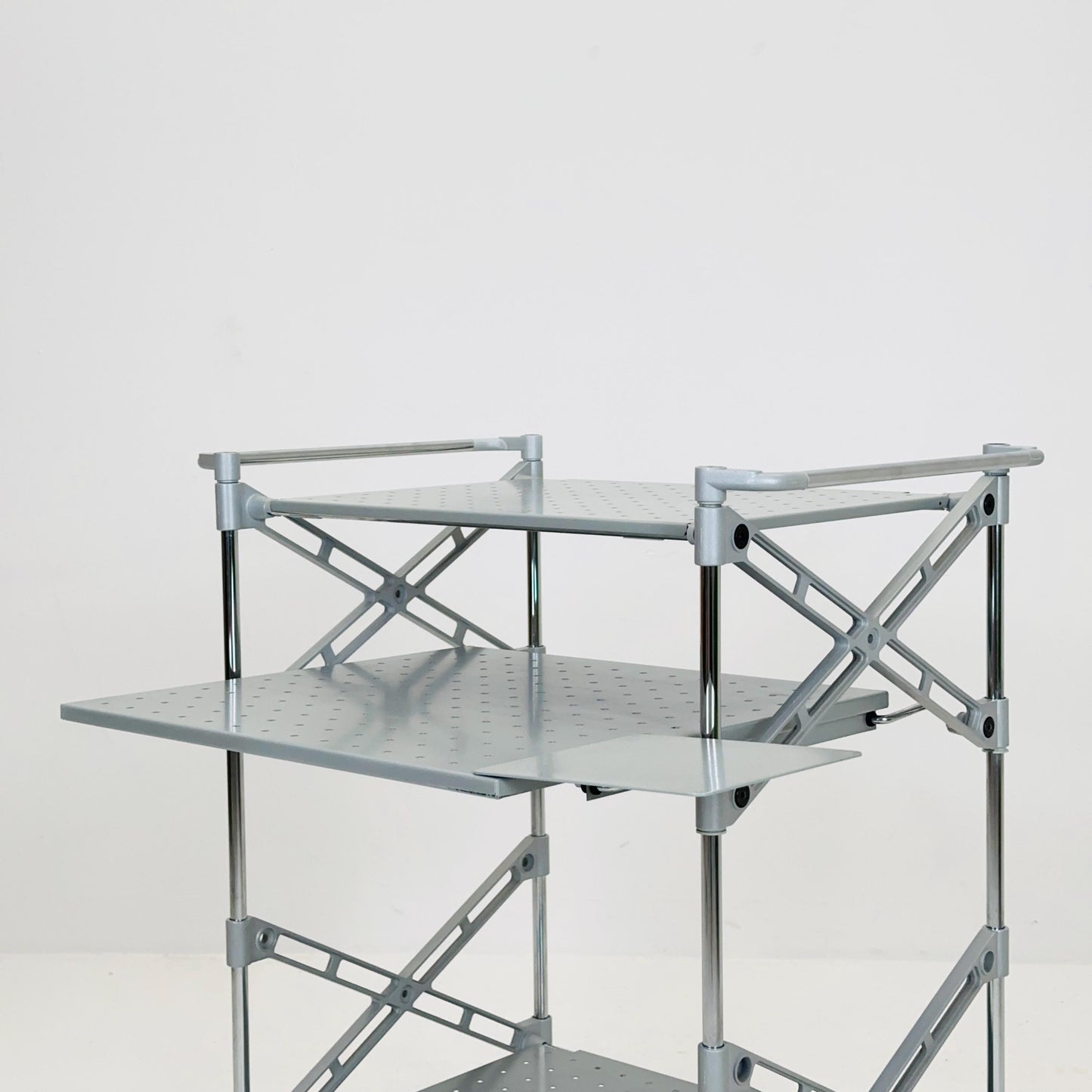 Mid century Kartell OXO Computer Cart by Antonio Citterio – Italian Modern Design with Pull-Out Keyboard Shelf & Lockable Wheels 90s