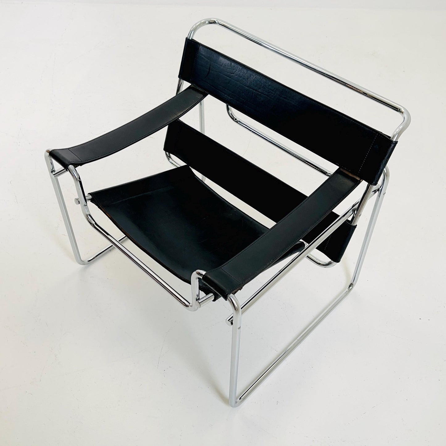 Marcel Breuer Wassily Style leather B3 Chairs 1980s Italy by Fasem