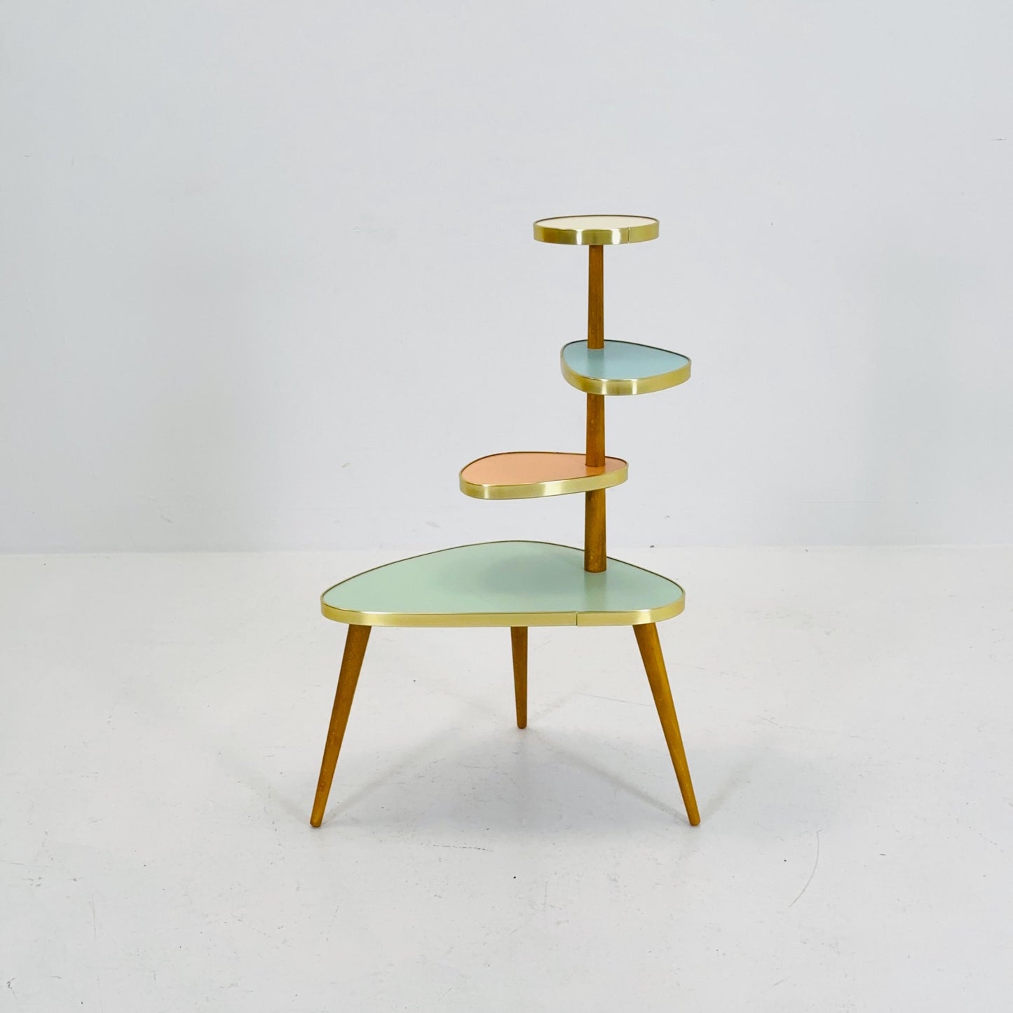 BIG German Plant Stand, Colorful Vintage Mid-Century Minimalist Indoor Plant Stand Side Table Retro table