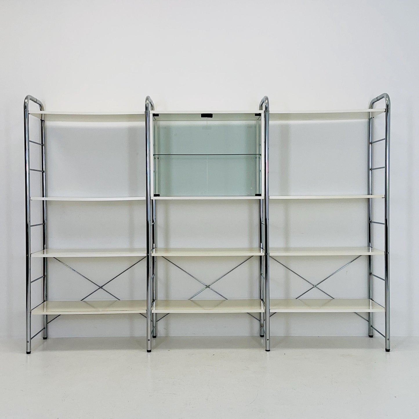 Minimalist white standing modular shelving system Niklas BY Rutger Andersson for IKEA Sweden 1980s