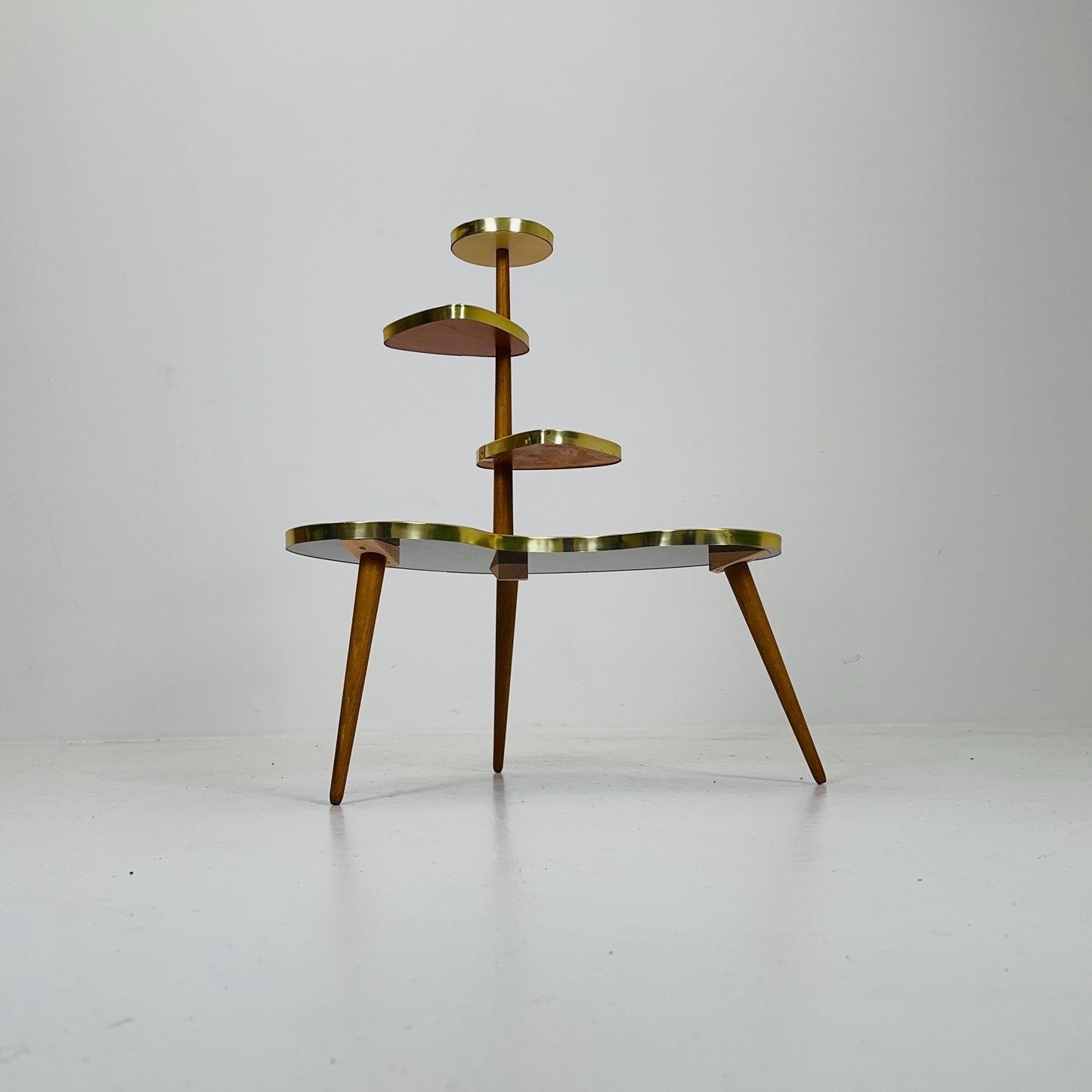 BIG 1950s German Plant Stand, Colorful Vintage Mid-Century Minimalist Indoor Plant Stand Side Table Retro flower table