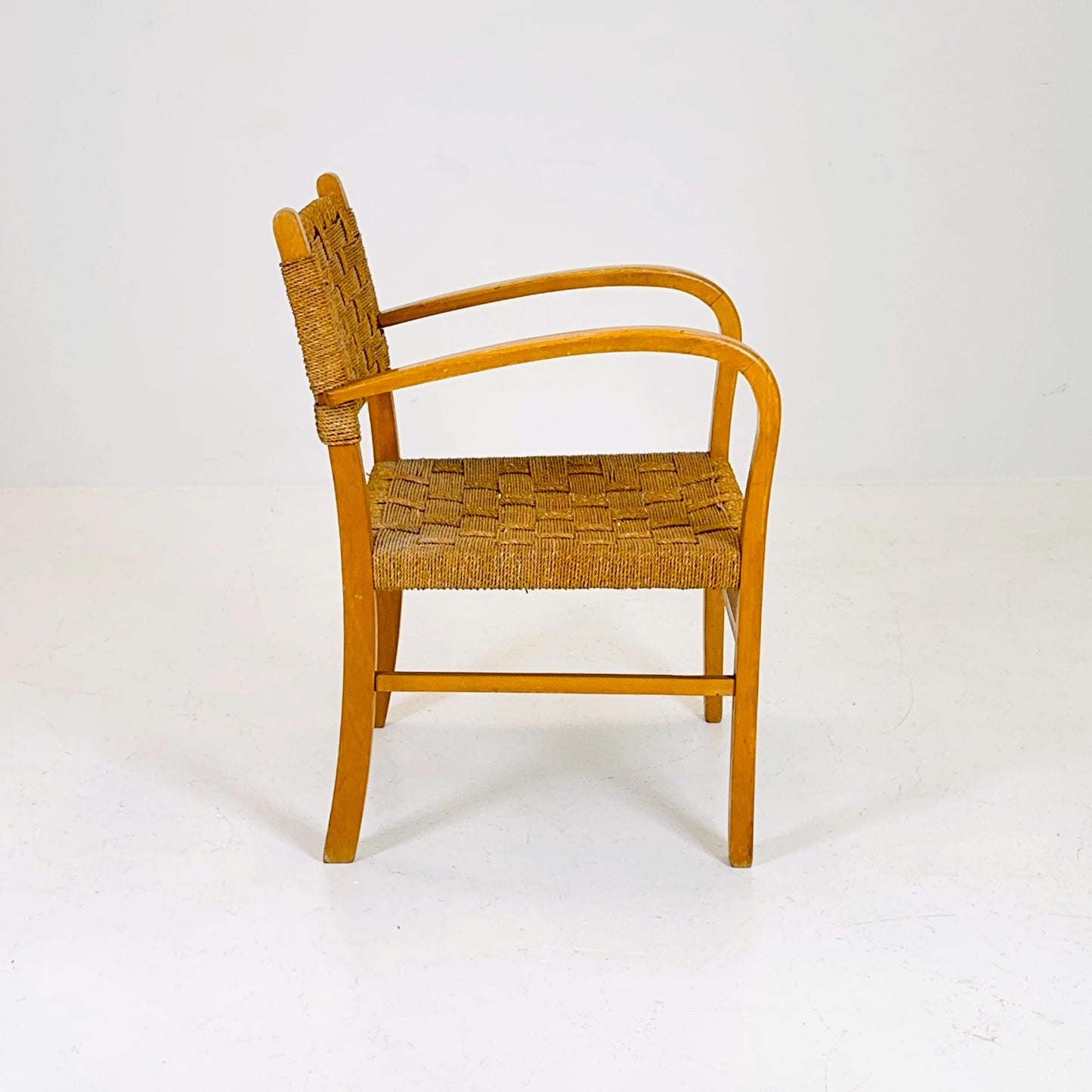 Bauhaus vintage papercord armchair by Ehrich Dieckmann, 1930s