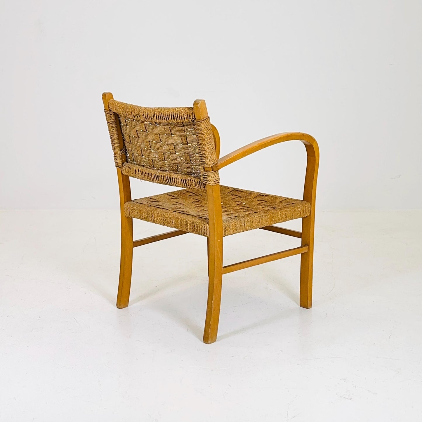 Bauhaus vintage papercord armchair by Ehrich Dieckmann, 1930s