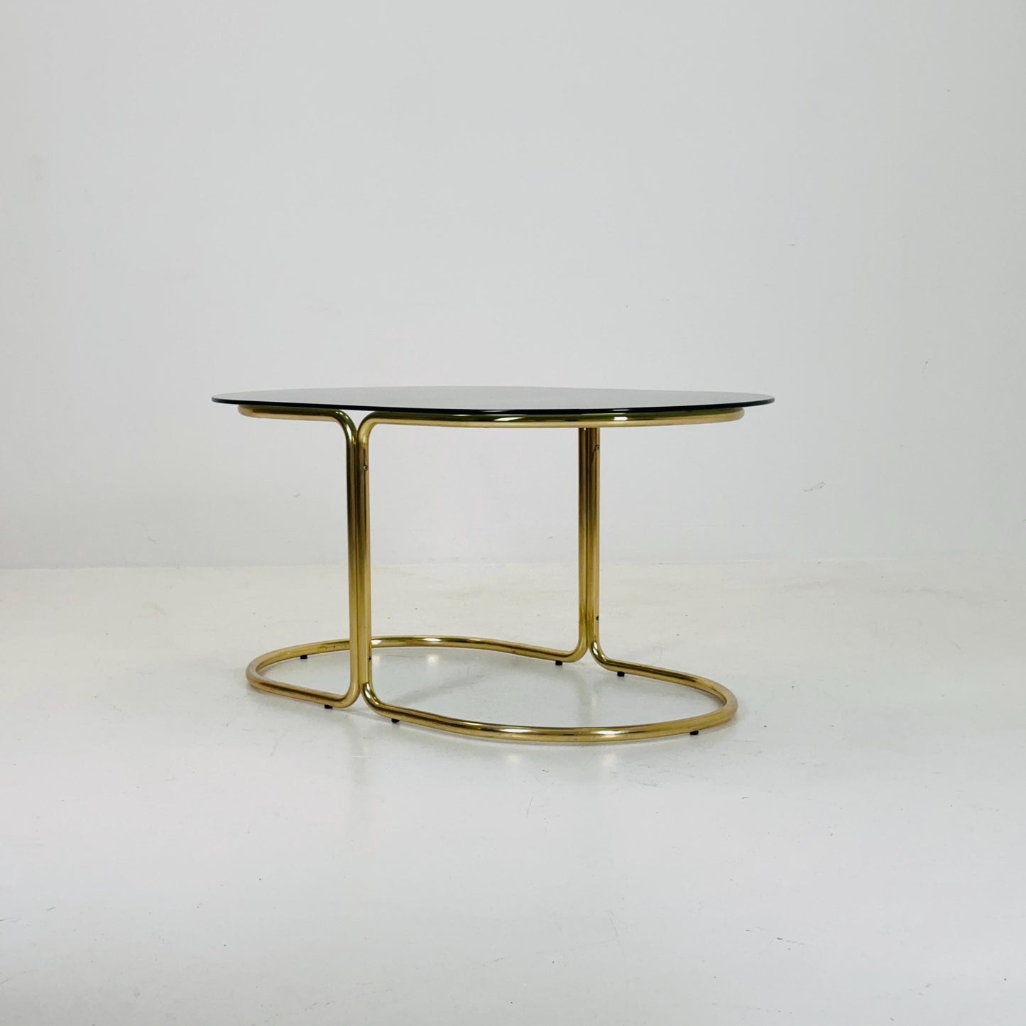 Hollywood Regency Mid-Century Modern Brass Coffee Table with Smoked Glass Top – 1960s,Italy