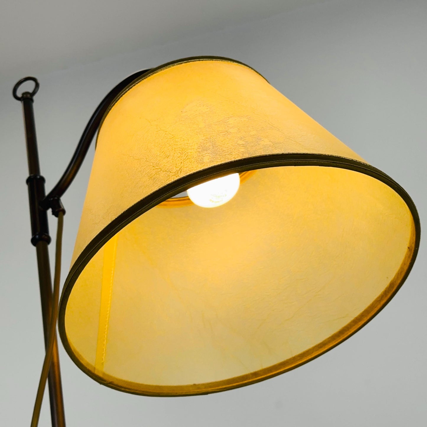 mid century adjustable Brass Column Floor Lamp, Italy 1930s