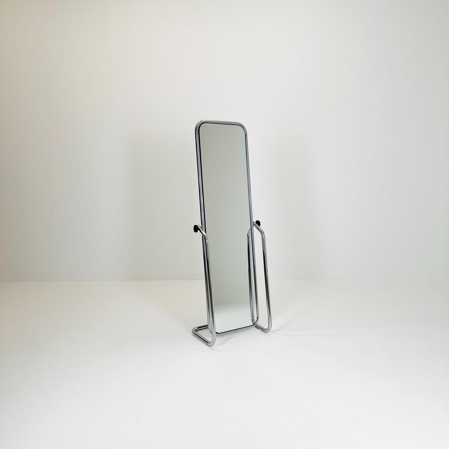 Mid century Double-Sided Chromed Steel Psyche Mirror, 1970s
