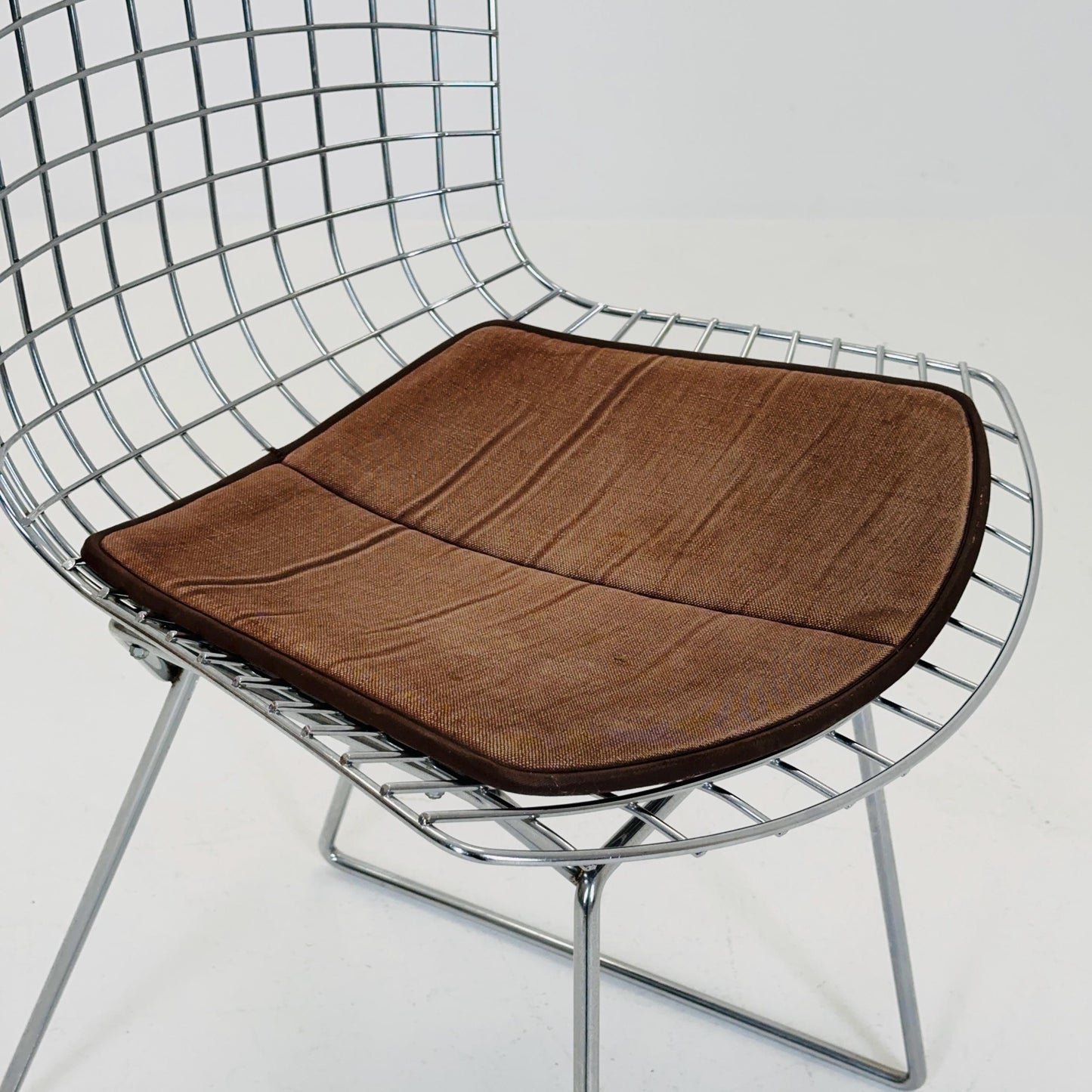 1 of 3 Mid century wire Chrome side chair by Harry Bertoia, Italy 1980s