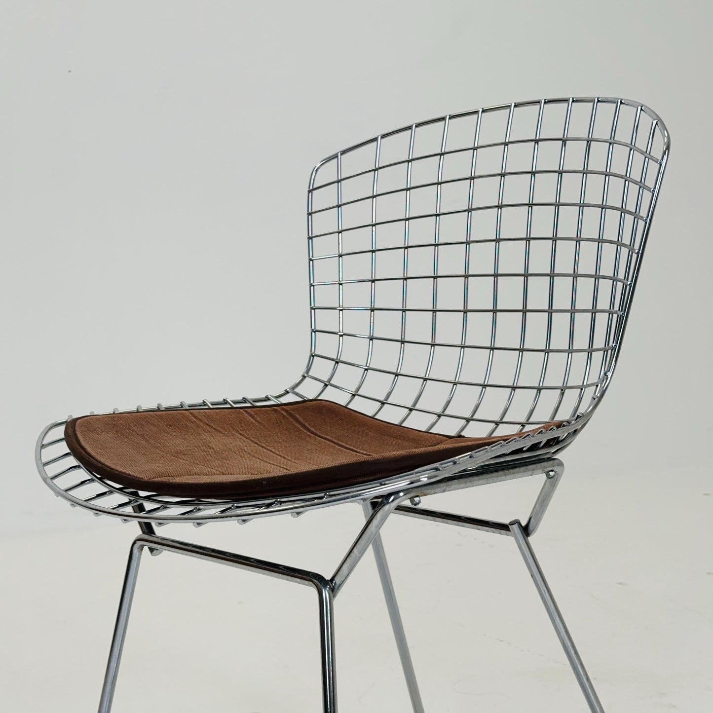 1 of 3 Mid century wire Chrome side chair by Harry Bertoia, Italy 1980s