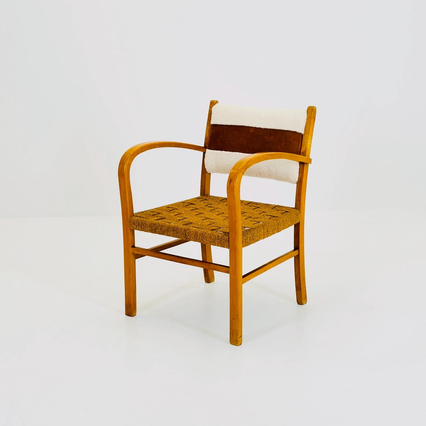 Bauhaus vintage papercord armchair by Ehrich Dieckmann, 1930s