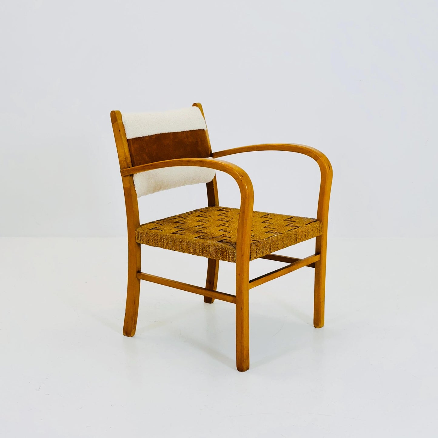 Bauhaus vintage papercord armchair by Ehrich Dieckmann, 1930s