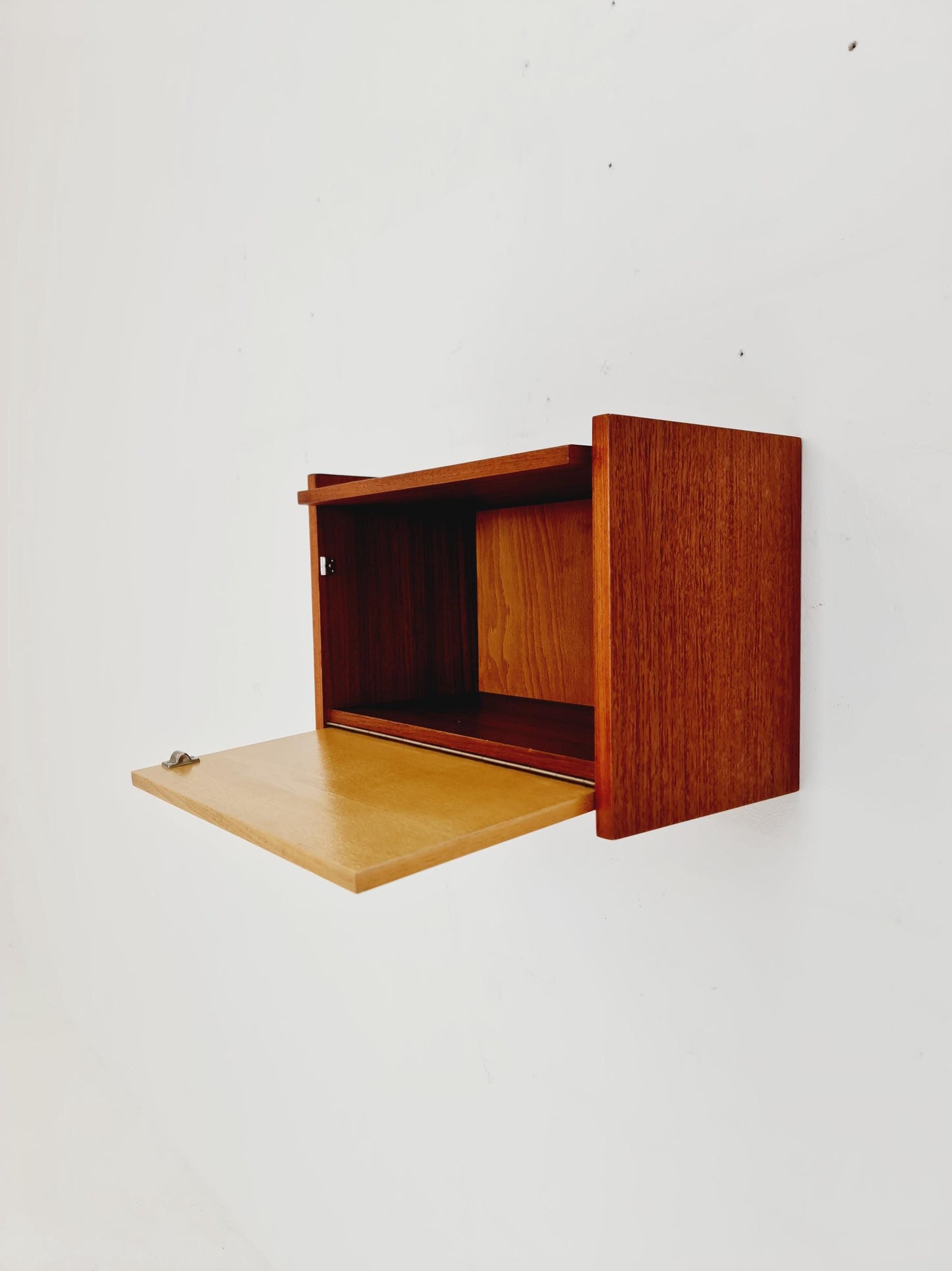 Scandinavian Teak & Ash floating/ hanging bedside table/ nightstand By WK , 1960s