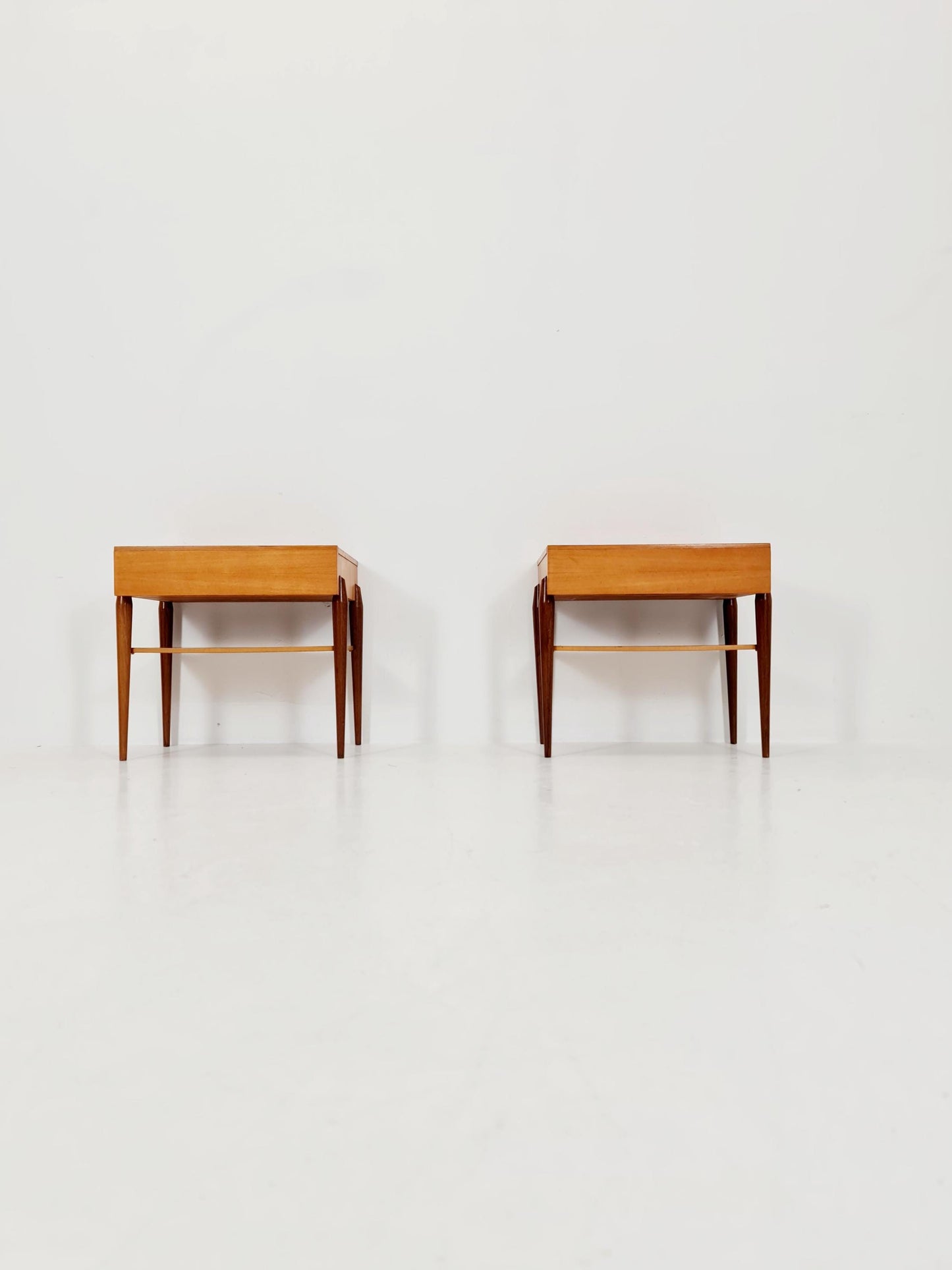 Pair of German Midcentury Teak & Ash Vintage Side table/ Bedside table/ Night stand by WK Möbel 1960s