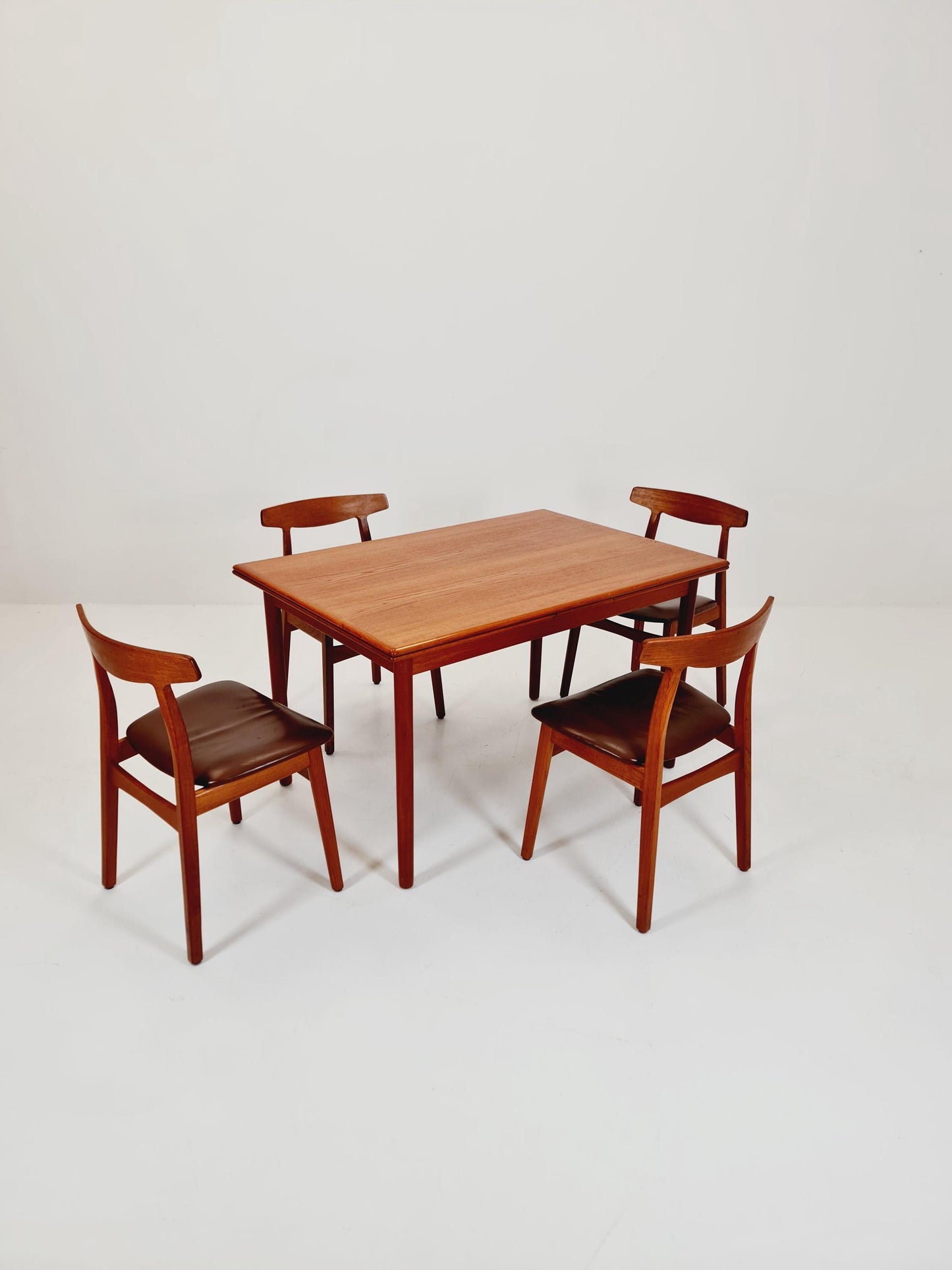 Mid Century Dansih Teak and Leather chair by Henning kaernulf , 1960s Set of 4