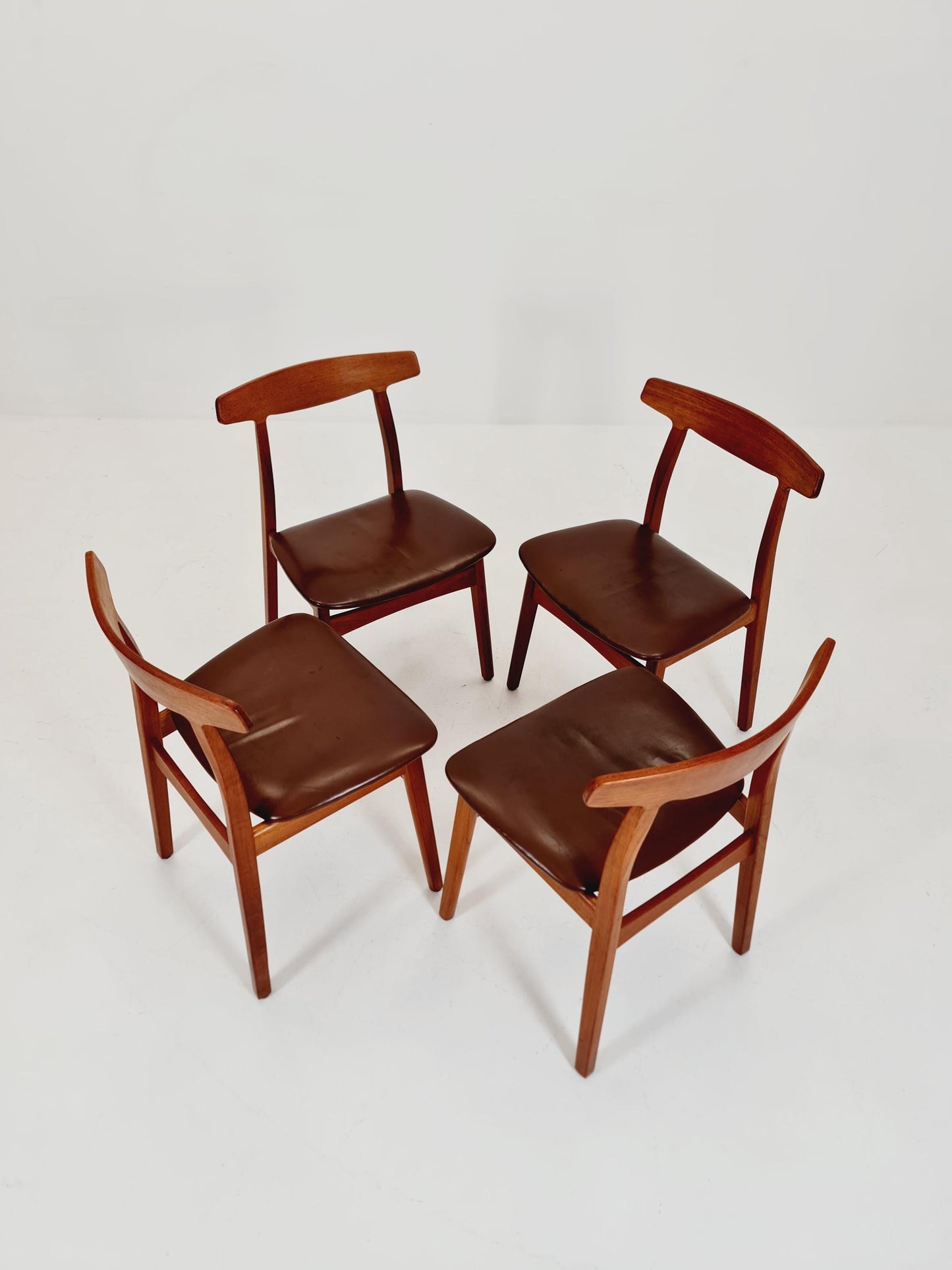 Mid Century Dansih Teak and Leather chair by Henning kaernulf , 1960s Set of 4