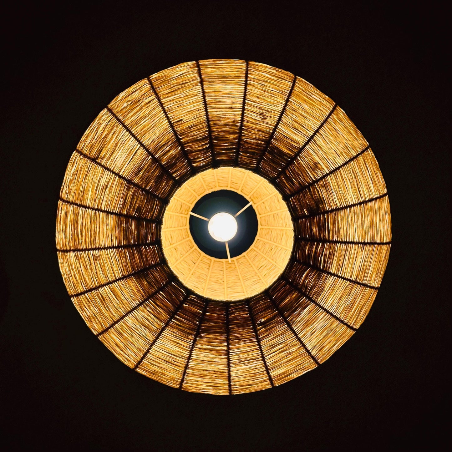 Cocoon Raffia Ball Lamp, Large Mid-Century Natural Fiber Pendant Light” Vintage 1970s