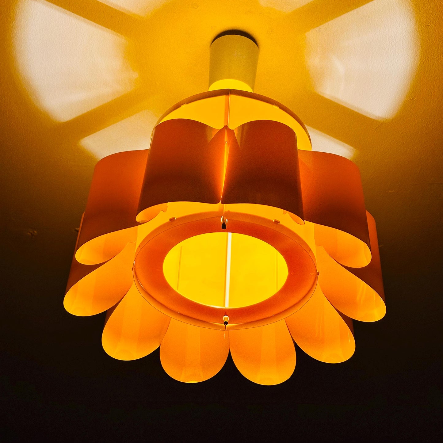 Pop Art Yellow Scalloped Plastic Ceiling Lamp 1970s