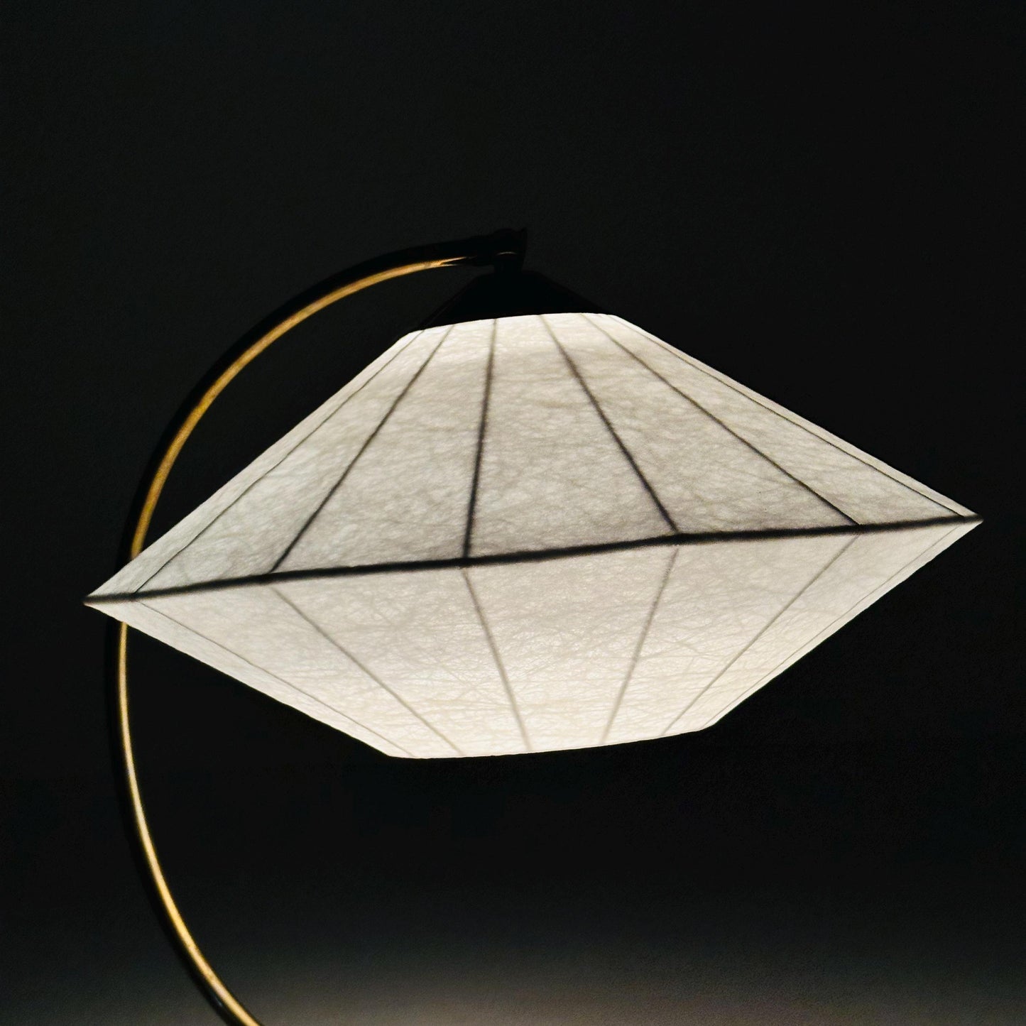 Mid century cocoon teak & brass table lamp by Vereinigte Werkstätten München, Germany, 1960s