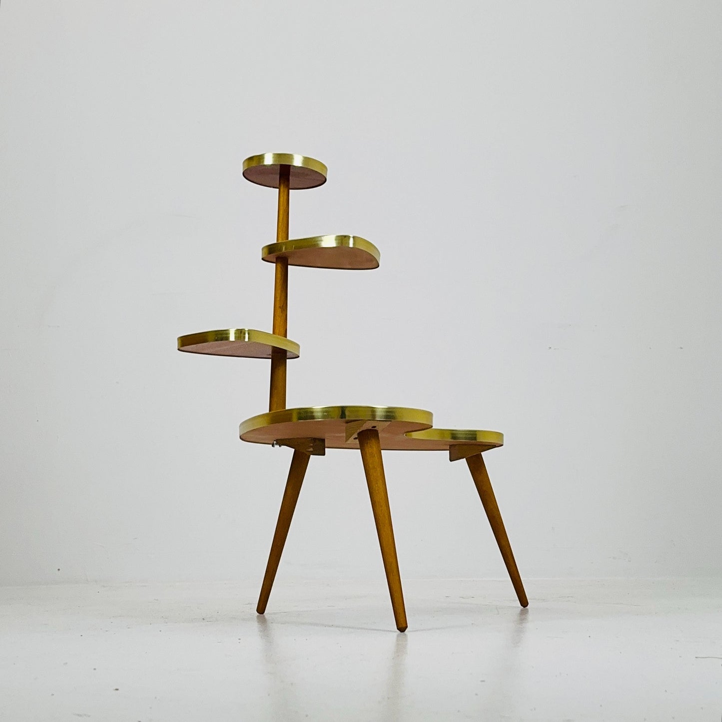 BIG 1950s German Plant Stand, Colorful Vintage Mid-Century Minimalist Indoor Plant Stand Side Table Retro flower table