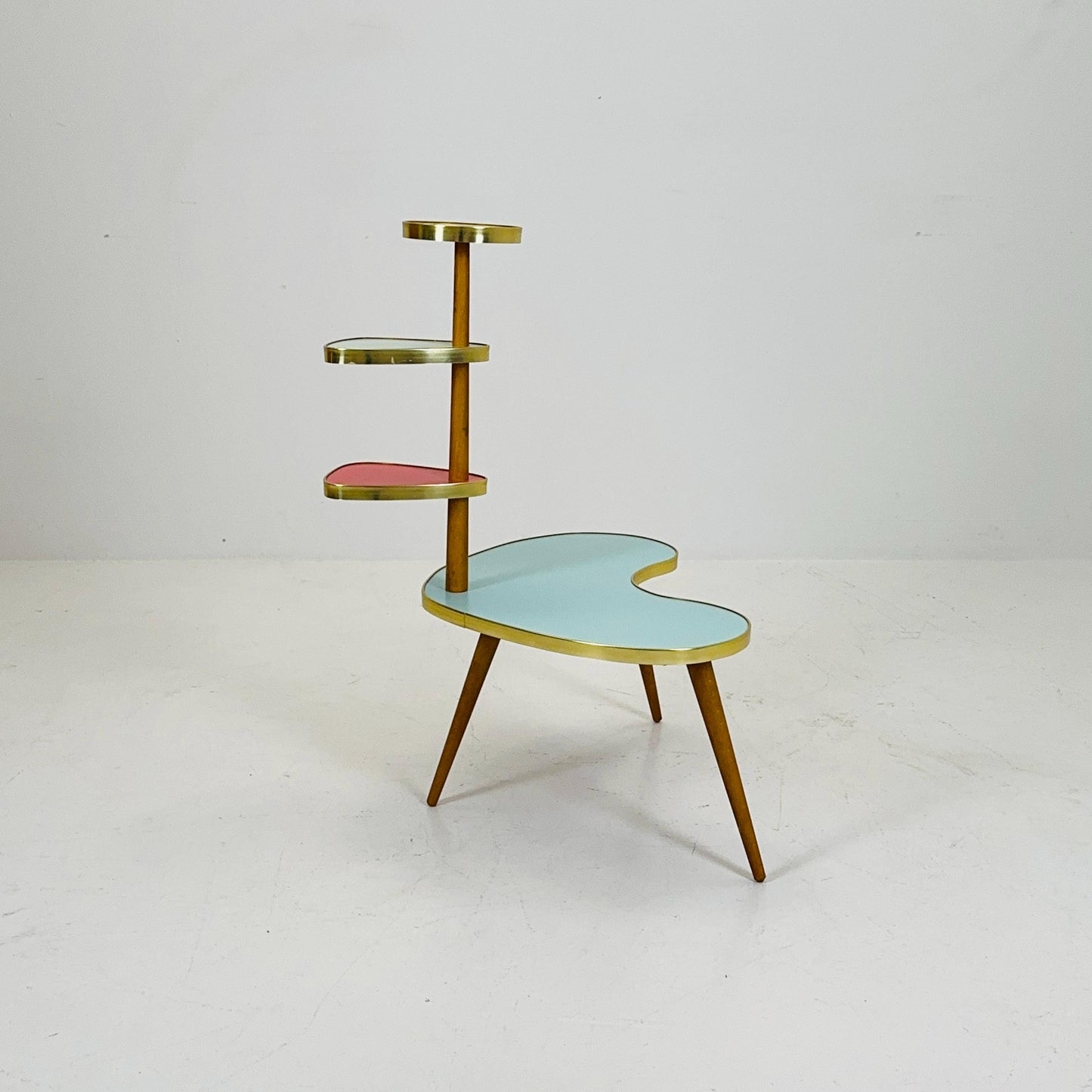 BIG 1950s German Plant Stand, Colorful Vintage Mid-Century Minimalist Indoor Plant Stand Side Table Retro flower table