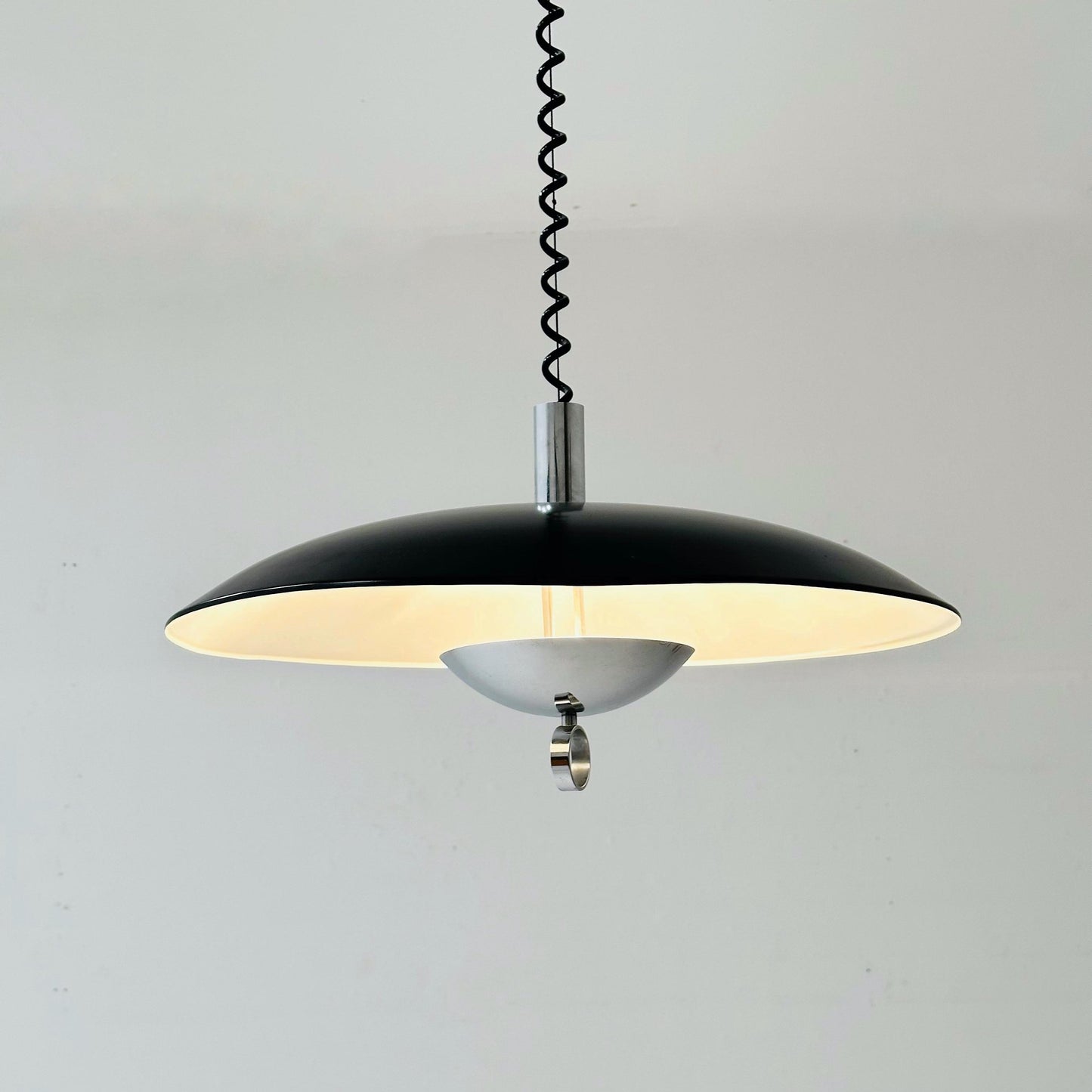 Mid century black chrome hanging lamp by Hillebrand Lighting, 1980s