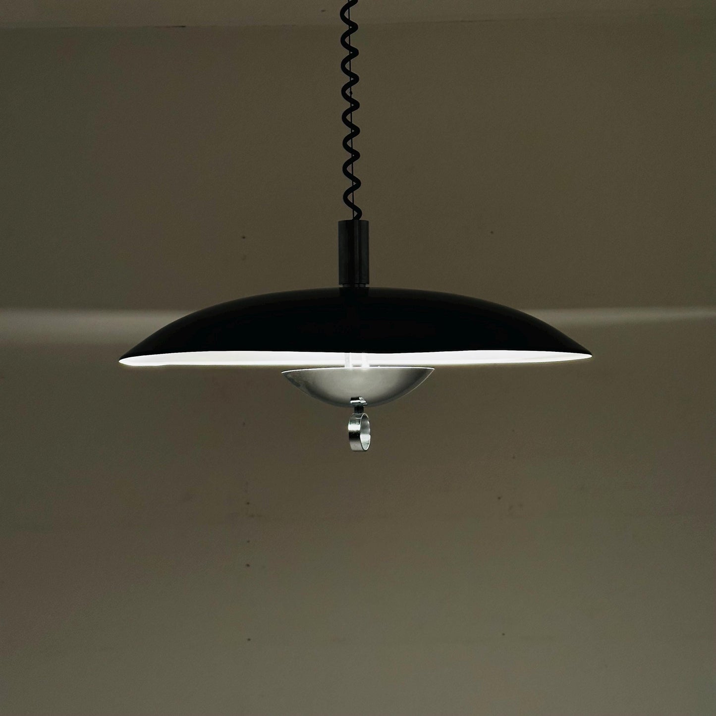 Mid century black chrome hanging lamp by Hillebrand Lighting, 1980s