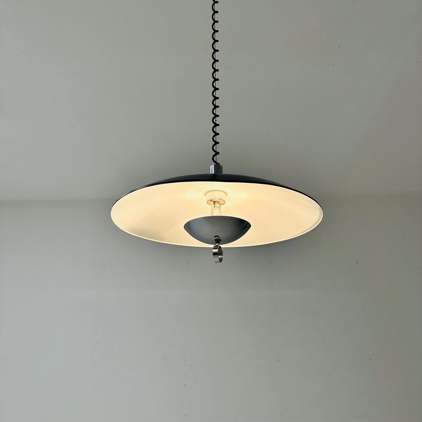 Mid century black chrome hanging lamp by Hillebrand Lighting, 1980s