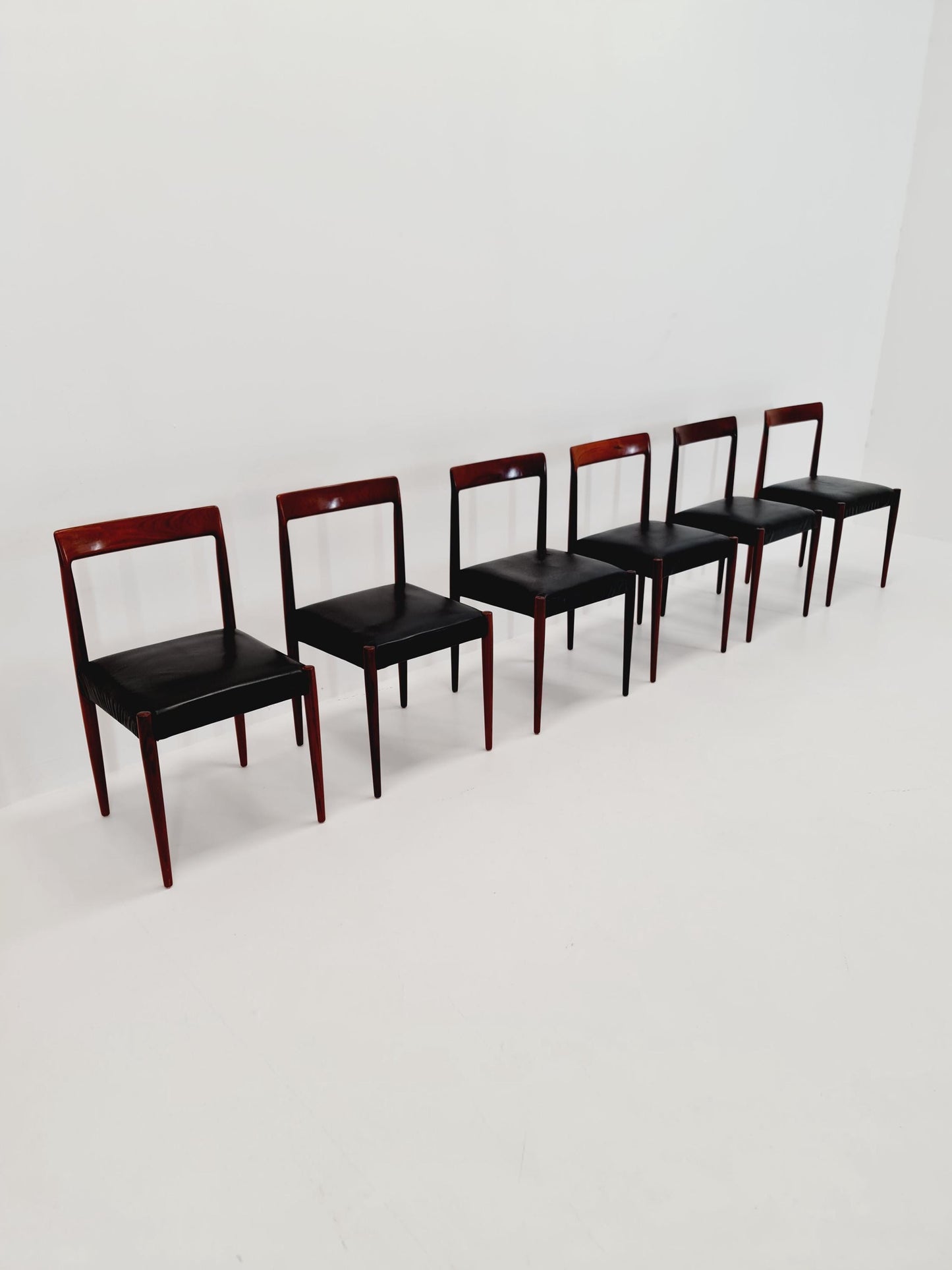 Mid century German rosewood & leather Dining Chair by Lübke, 1960s, set of 6