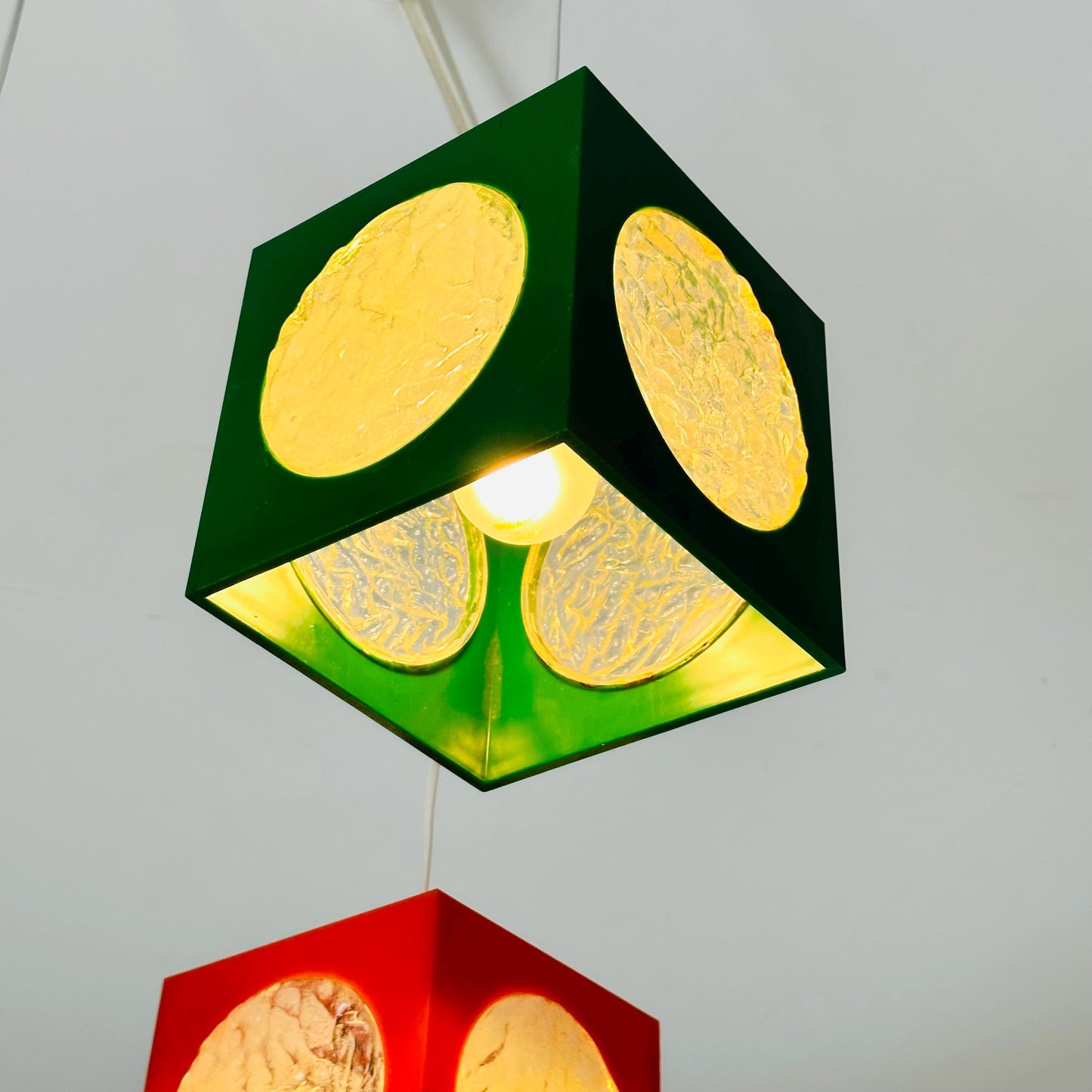 Space Age 3 piece Cube Pendant Lamp by Richard Essig, 1970s