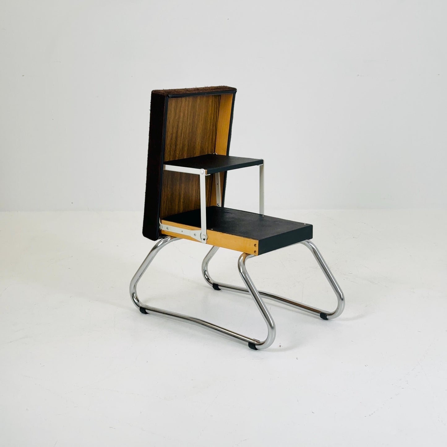 Mid century Stool with Chrome Accents and Hidden Steps –1960s