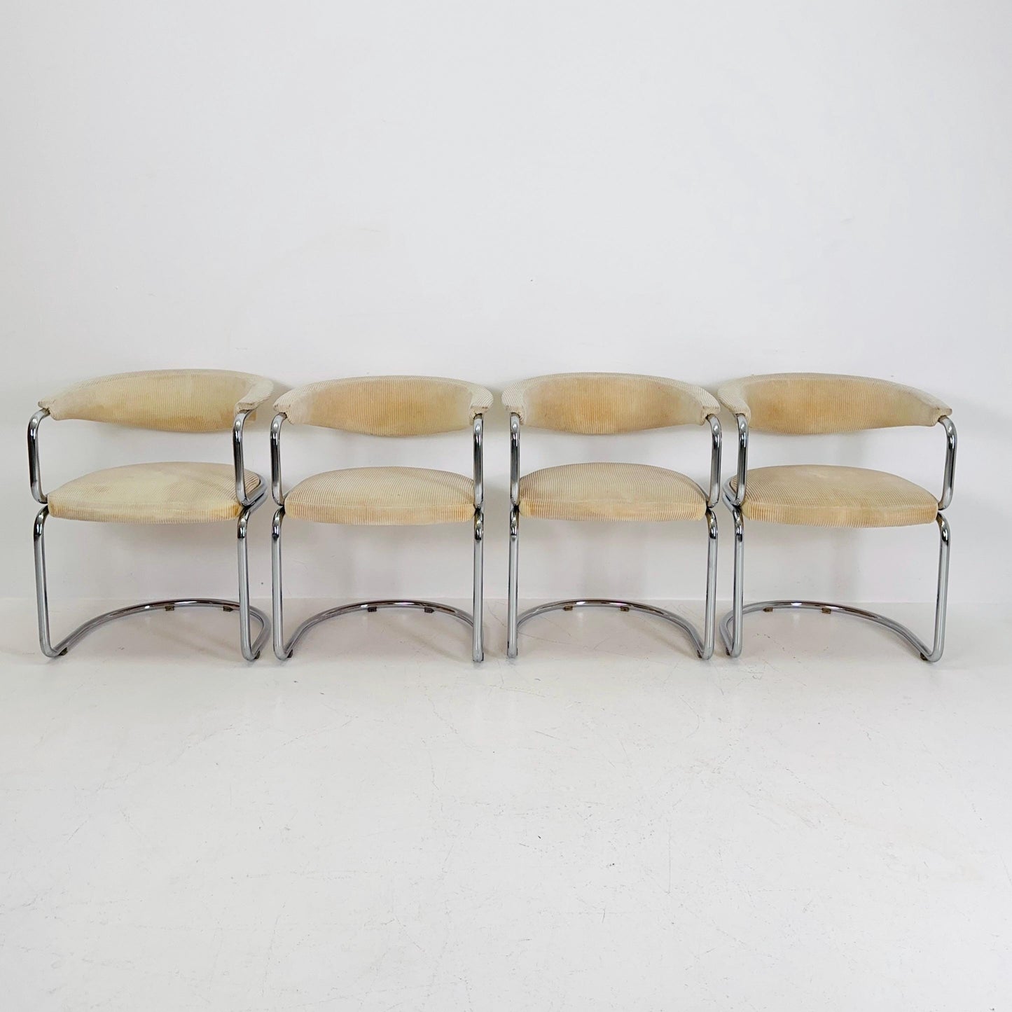 Set of 4 Mid century Italian Tricia Guild Series velvet beige Armchairs 1970s Switzerland