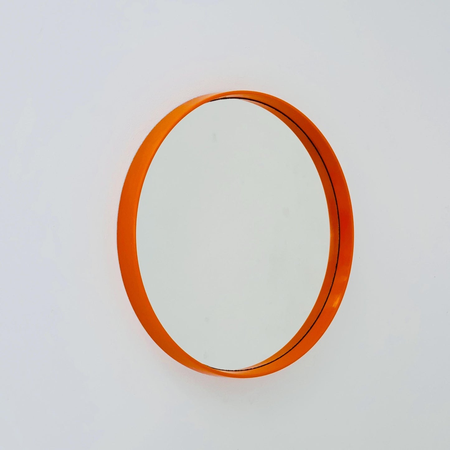 Space Age \Mid-Century Orange Round Mirrror, 1970s Germany