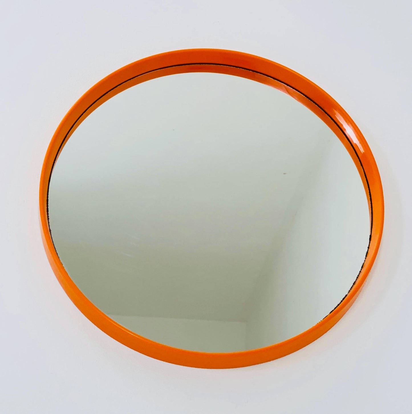Space Age \Mid-Century Orange Round Mirrror, 1970s Germany