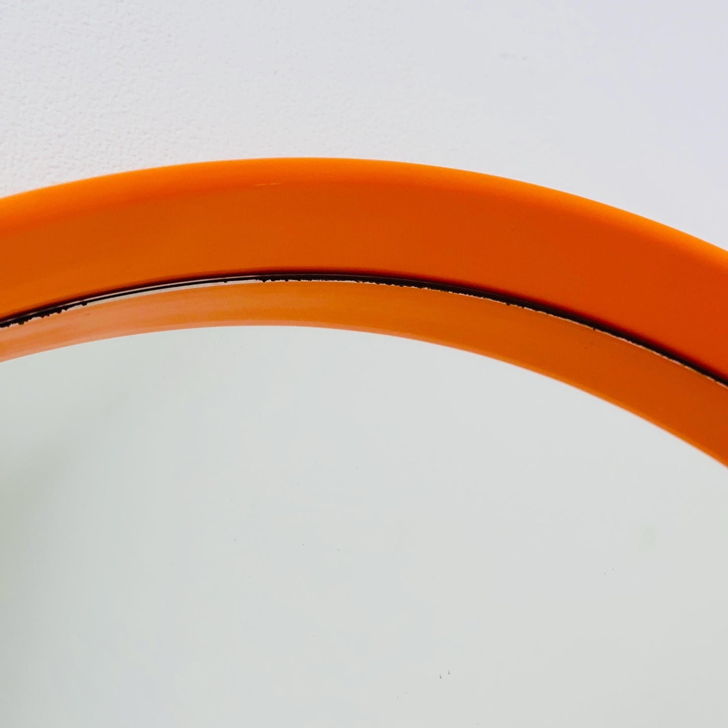 Space Age \Mid-Century Orange Round Mirrror, 1970s Germany