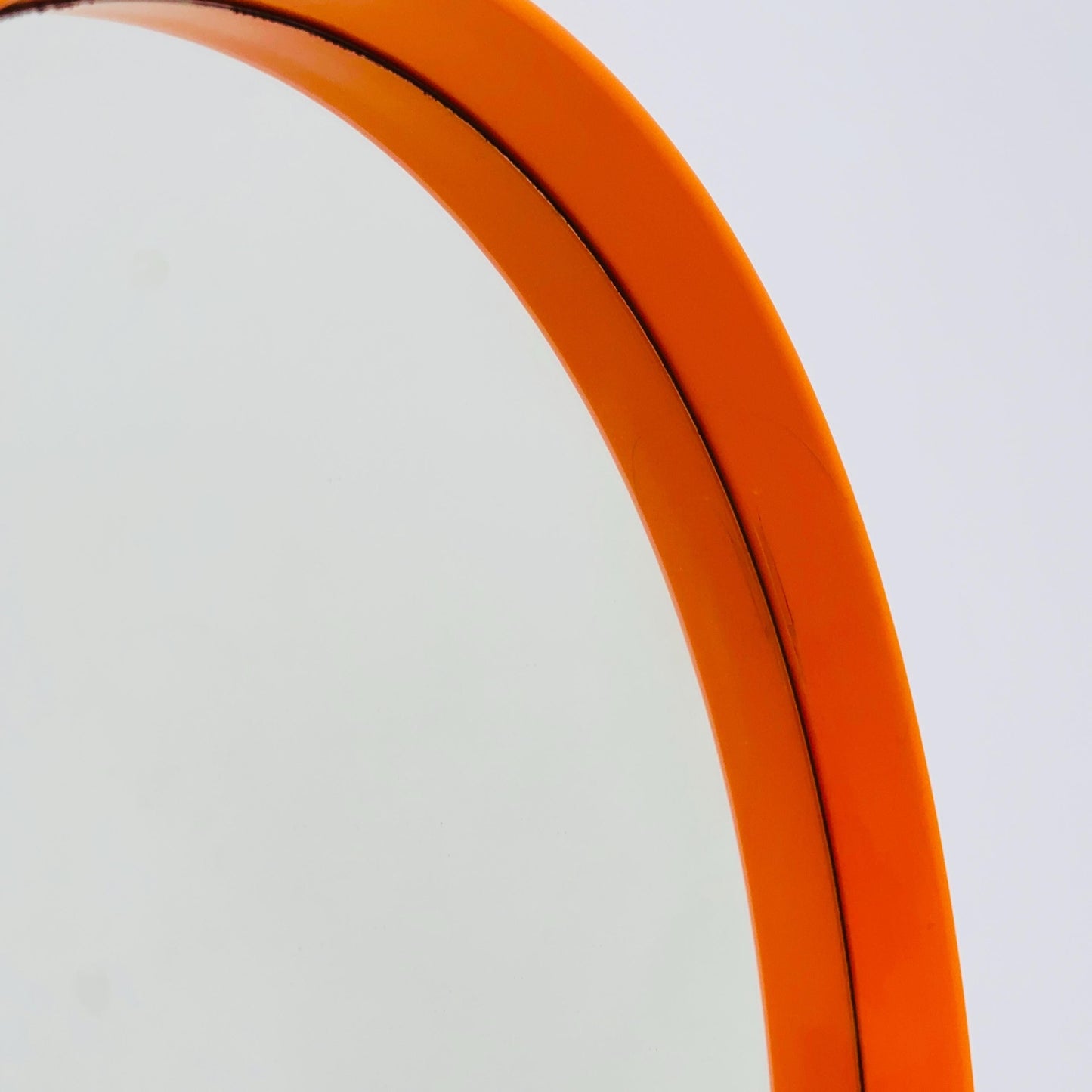 Space Age \Mid-Century Orange Round Mirrror, 1970s Germany