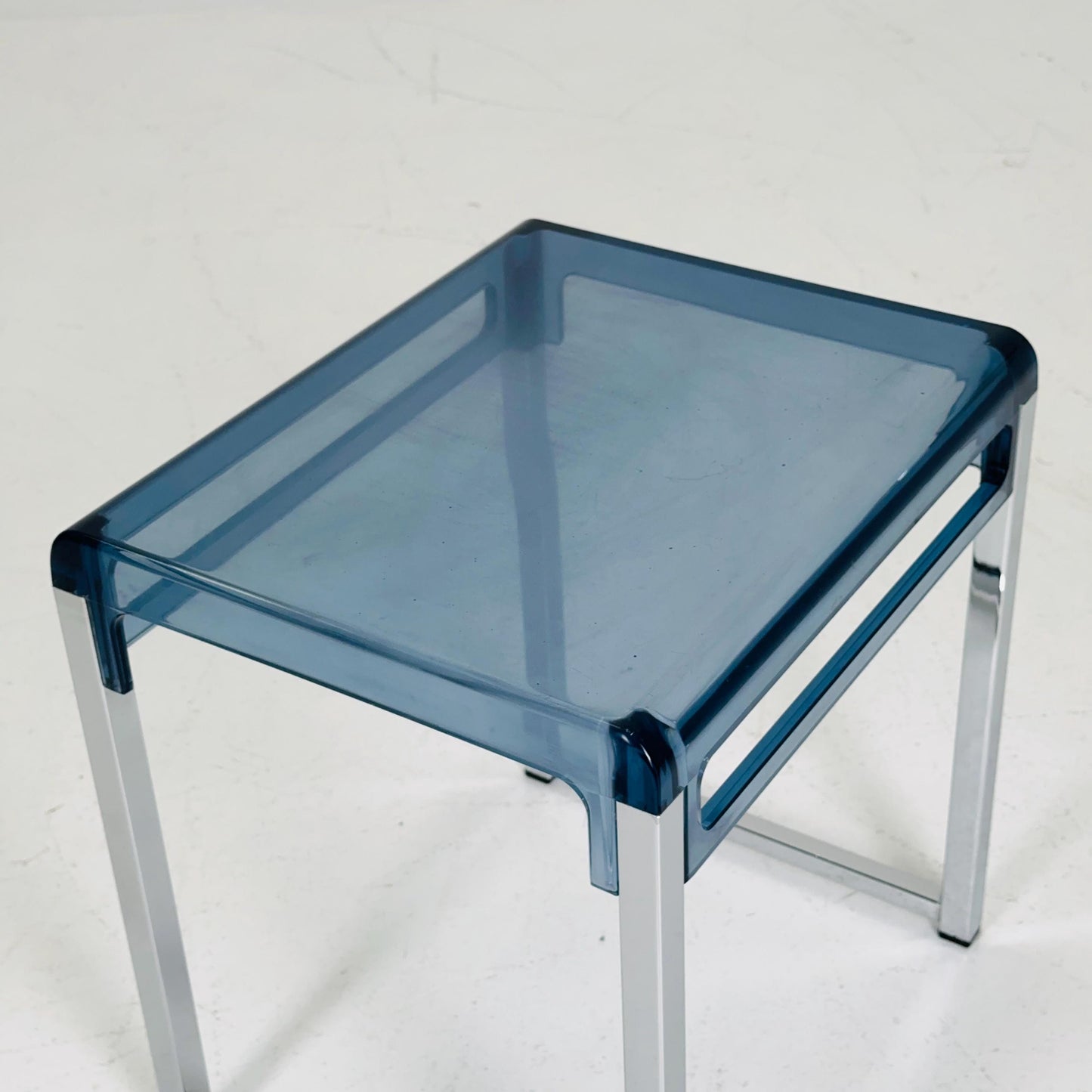 Blue Space Age side table by Marc Berthier for Prisunic, 1970s
