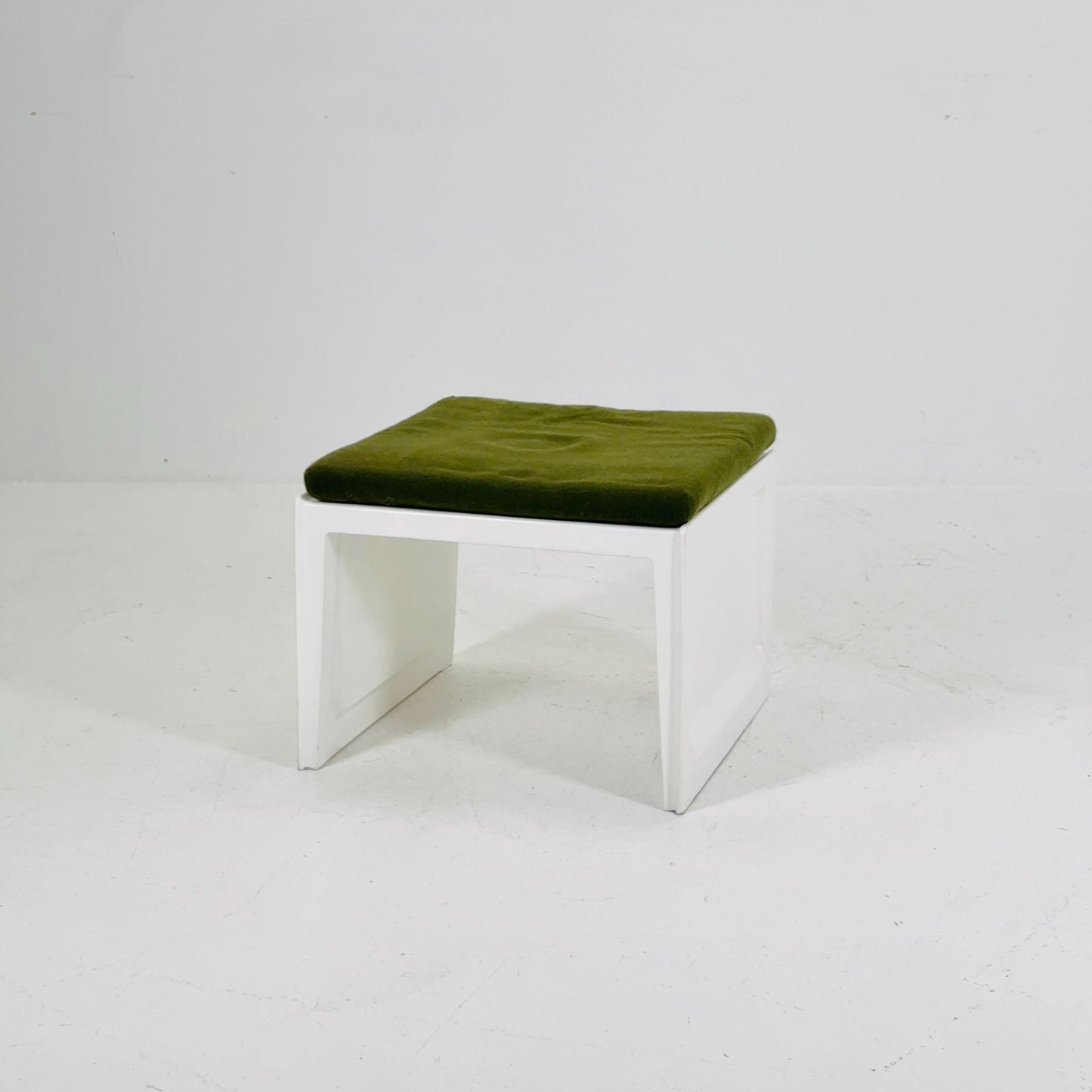Space age Plastic Stool with Green Cushion – 1970s