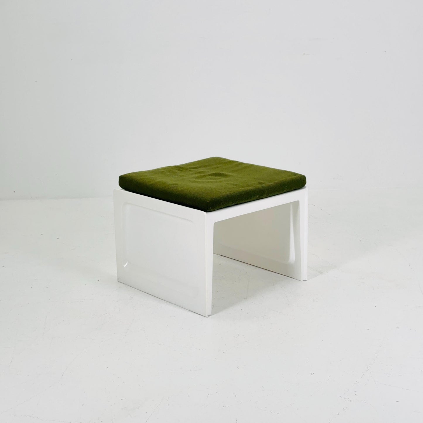 Space age Plastic Stool with Green Cushion – 1970s