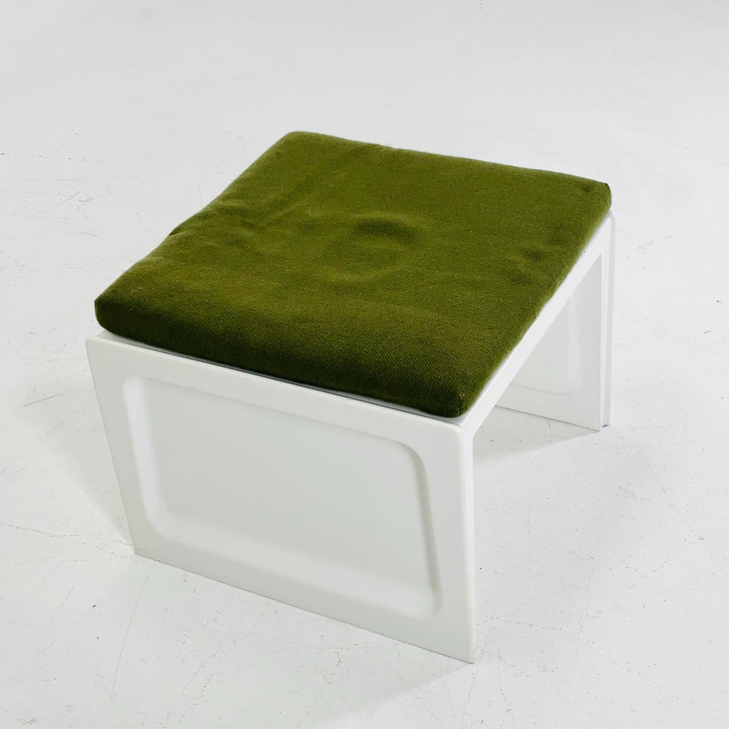 Space age Plastic Stool with Green Cushion – 1970s