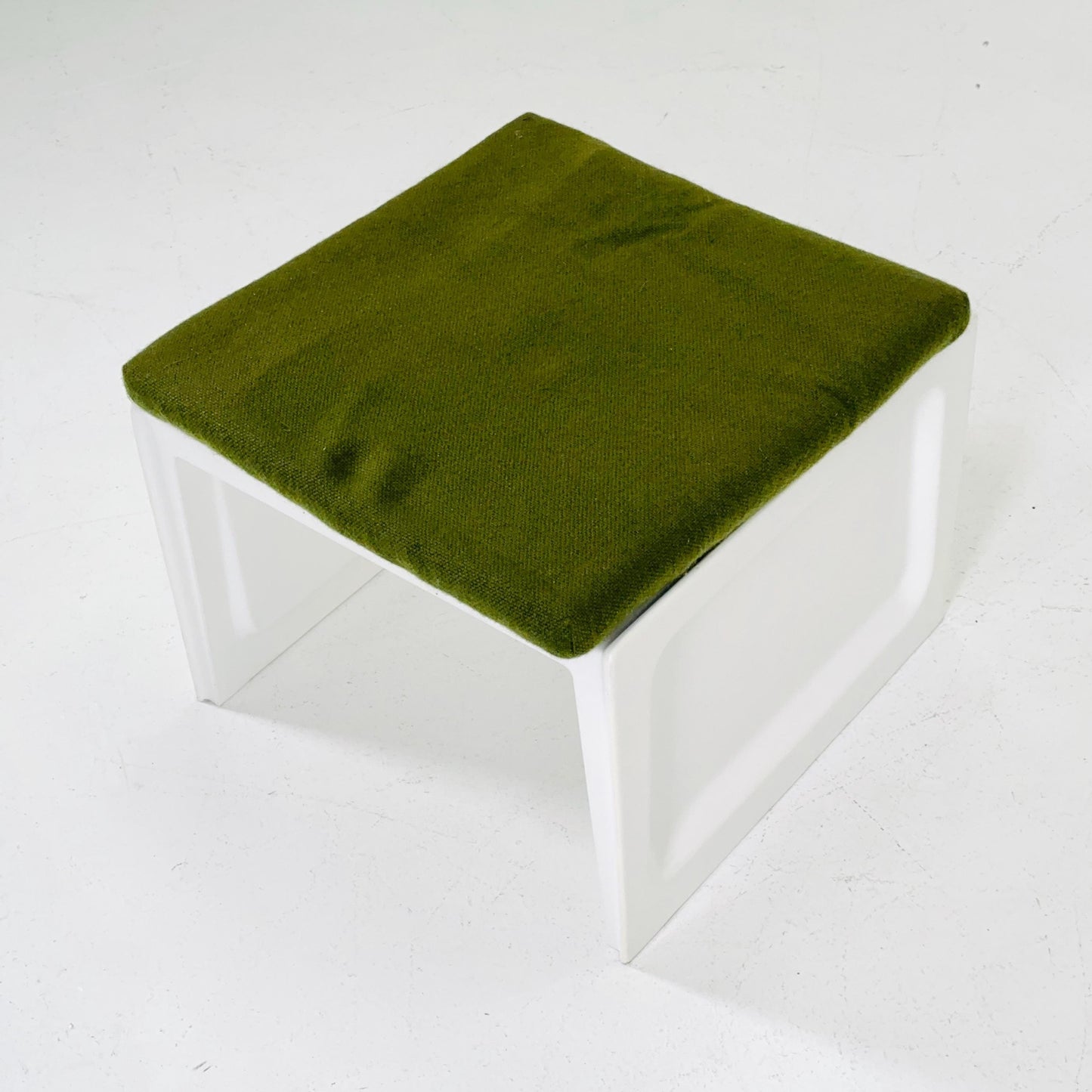 Space age Plastic Stool with Green Cushion – 1970s