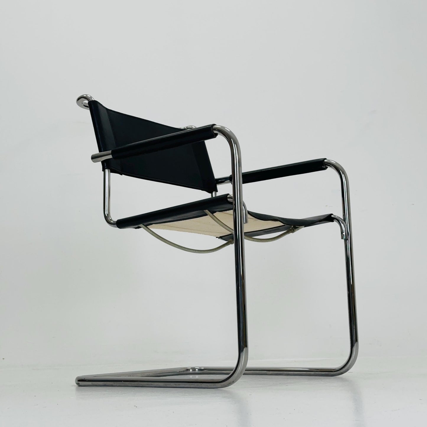 Iconic Black Leather S34 Cantilever Chair by Mart Stam for Thonet ,1980s