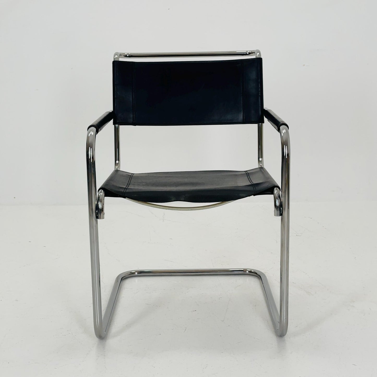 Iconic Black Leather S34 Cantilever Chair by Mart Stam for Thonet ,1980s