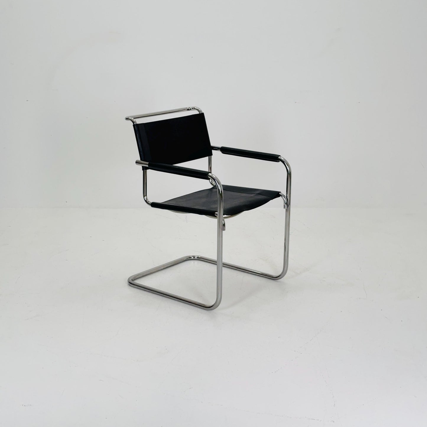 Iconic Black Leather S34 Cantilever Chair by Mart Stam for Thonet ,1980s
