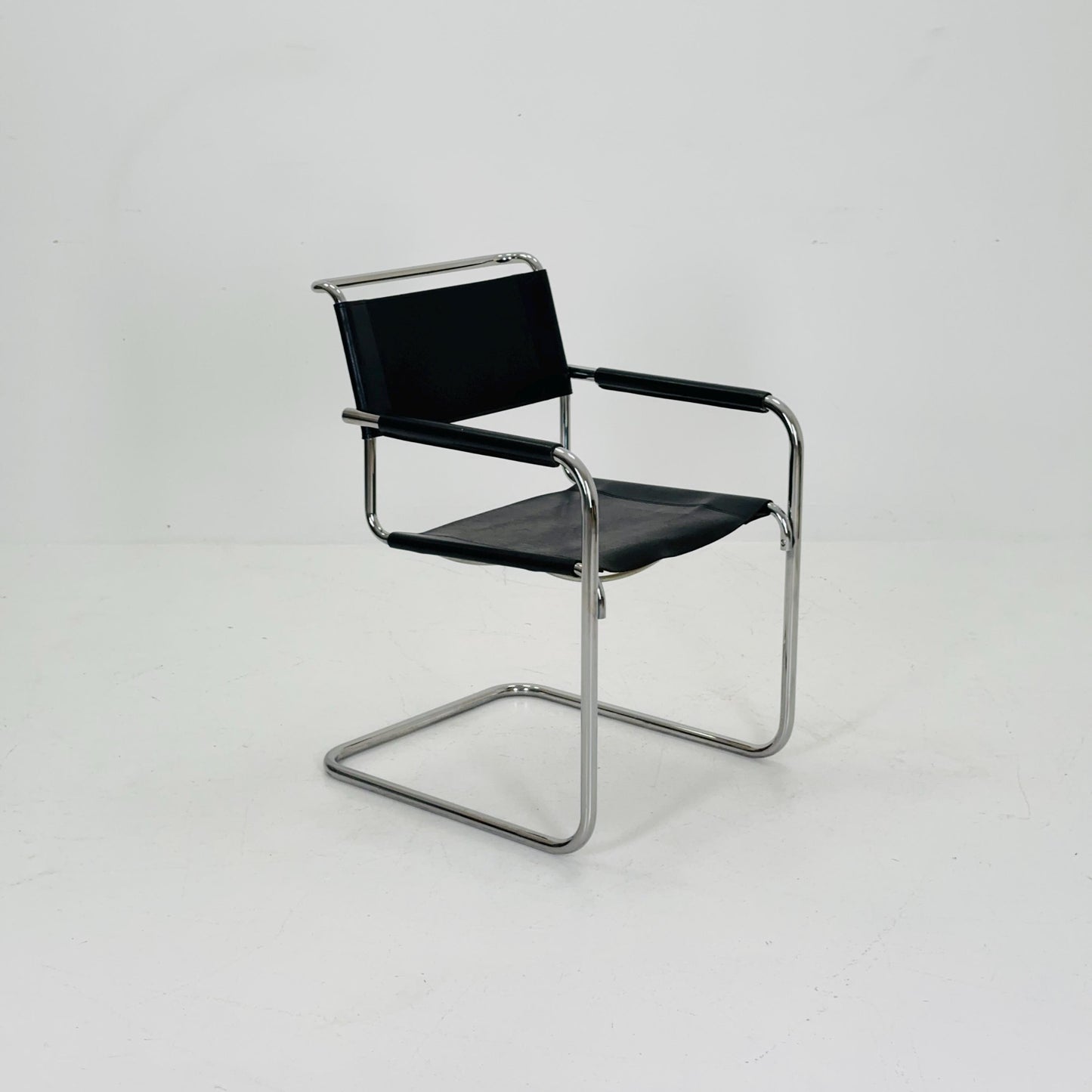 Iconic Black Leather S34 Cantilever Chair by Mart Stam for Thonet ,1980s