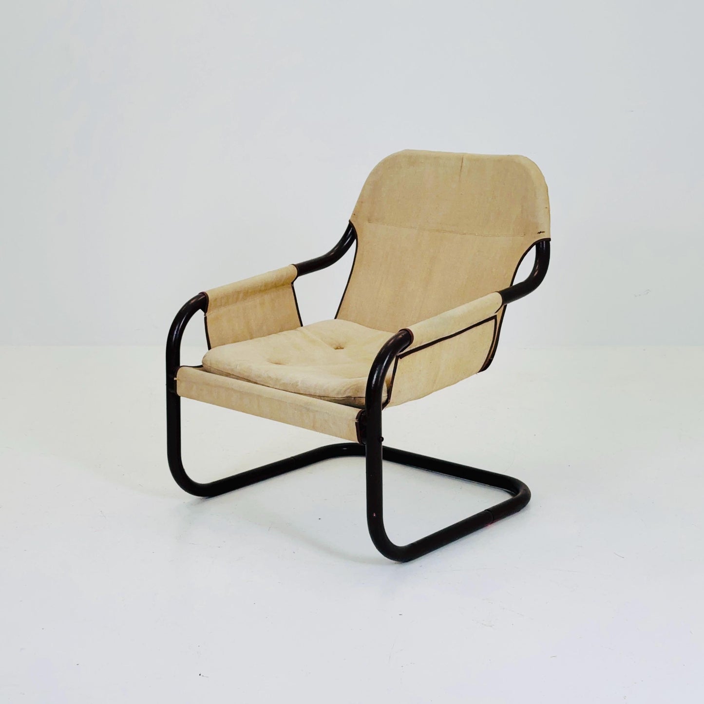 Mid century century Bauhaus tubular canvas armchair for Tomas Jelinek by IKEA 1980s