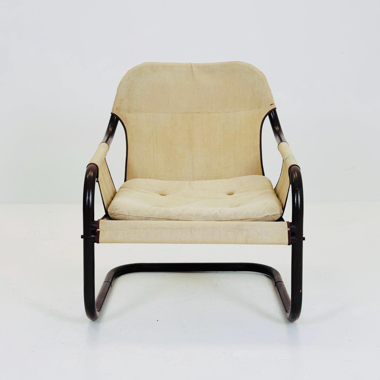 Mid century century Bauhaus tubular canvas armchair for Tomas Jelinek by IKEA 1980s