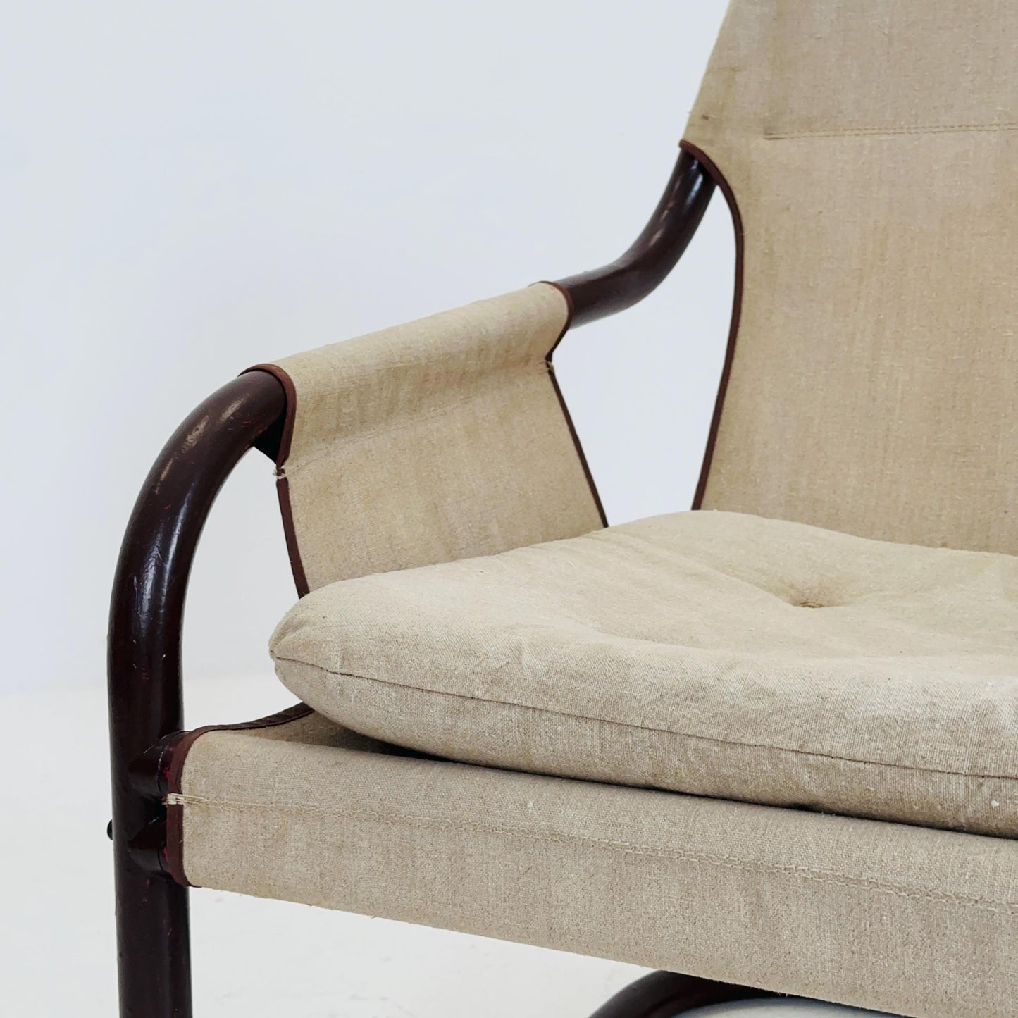Mid century century Bauhaus tubular canvas armchair for Tomas Jelinek by IKEA 1980s