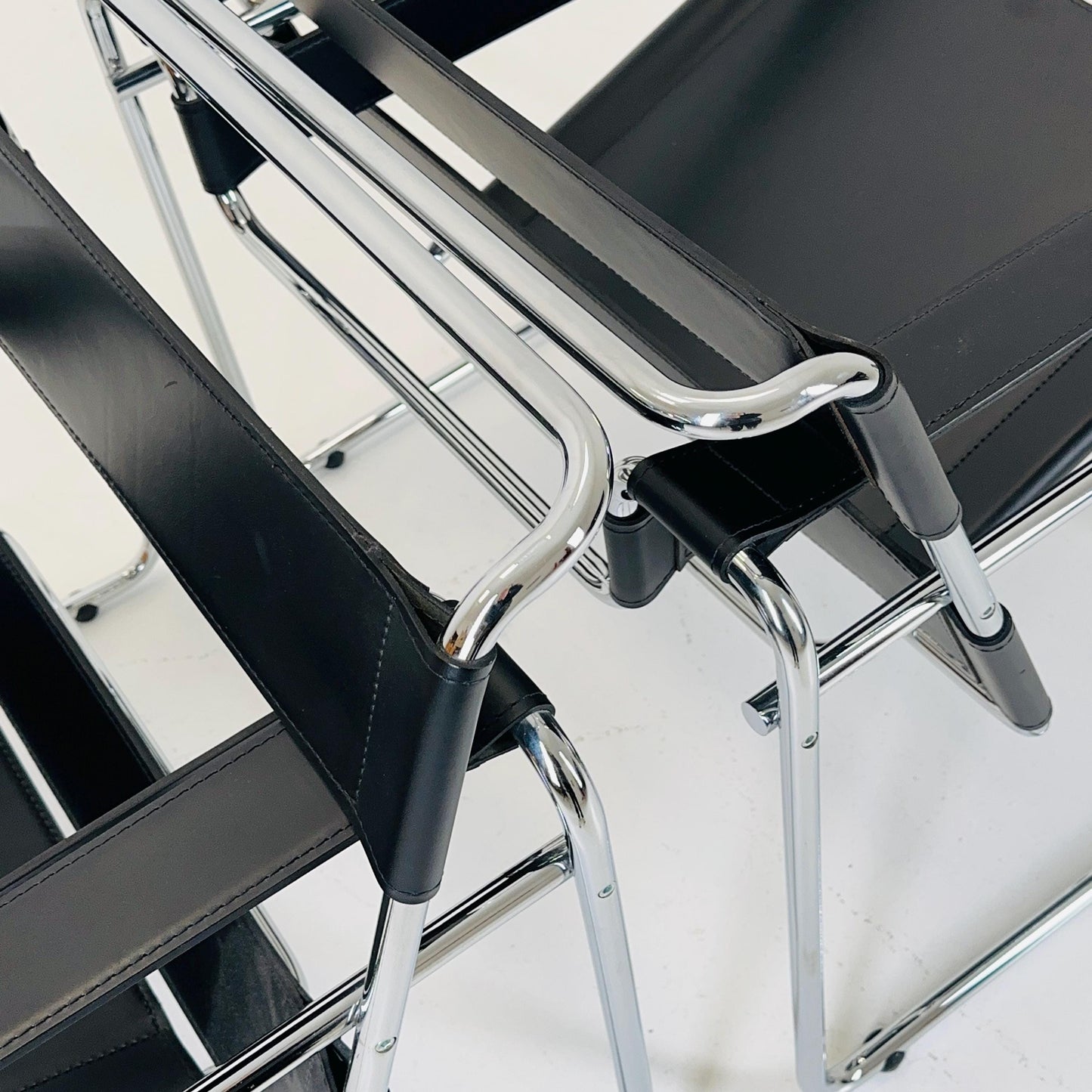 1 of 2 Mid century black B3 WASSILY Lounge armchair by Marcel Brauer 1990s Italy